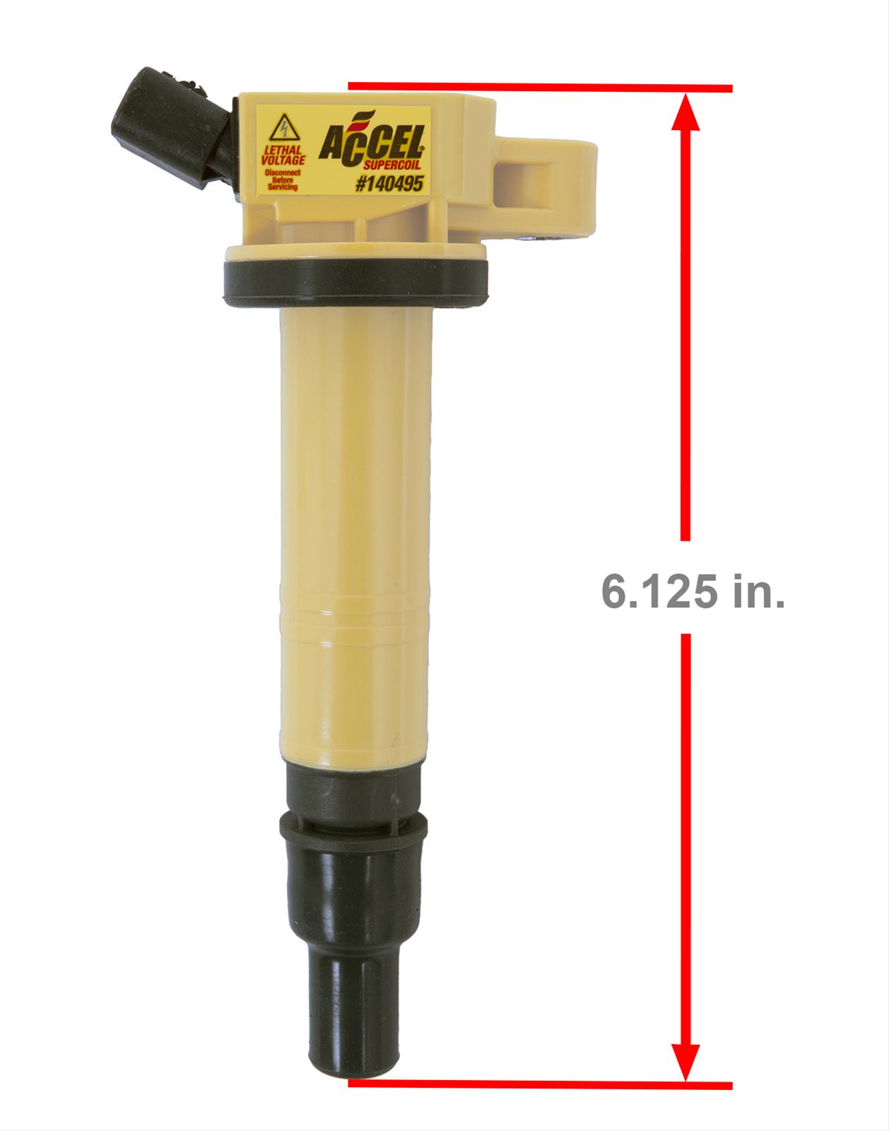 ACCEL Super Coils 140495 Ignition Coil, Super, Coil Pack Style, Socket, Epoxy, Round, Yellow, Scion, Toyota, Each thumbnail 2