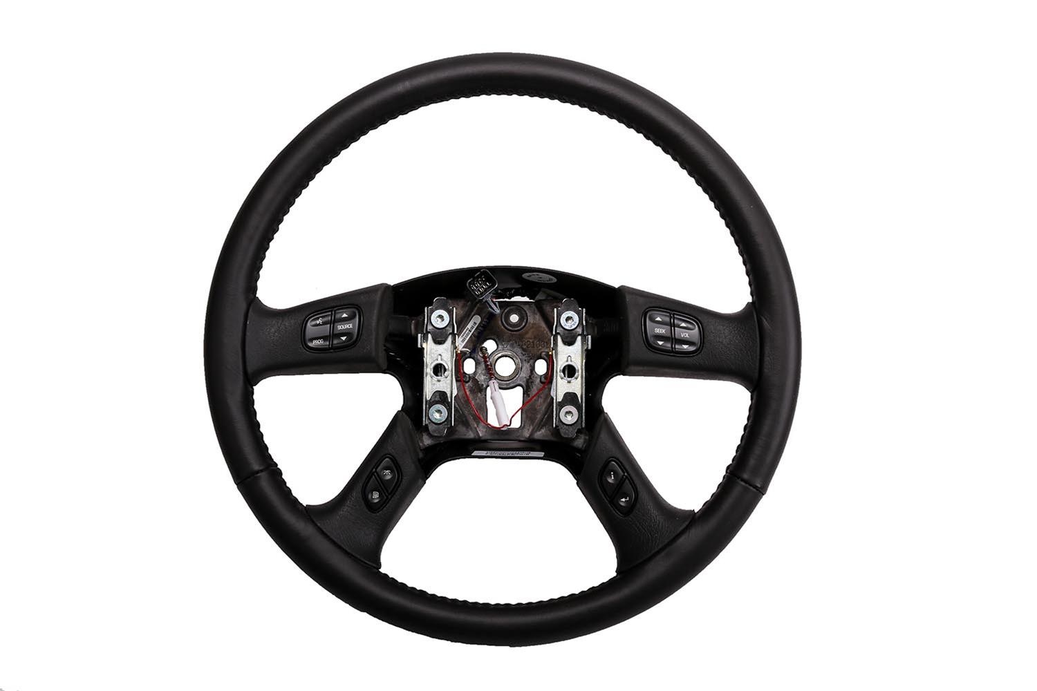 Black Leather Wrapped Replacement Steering Wheel for Late Model GM Trucks & SUV 