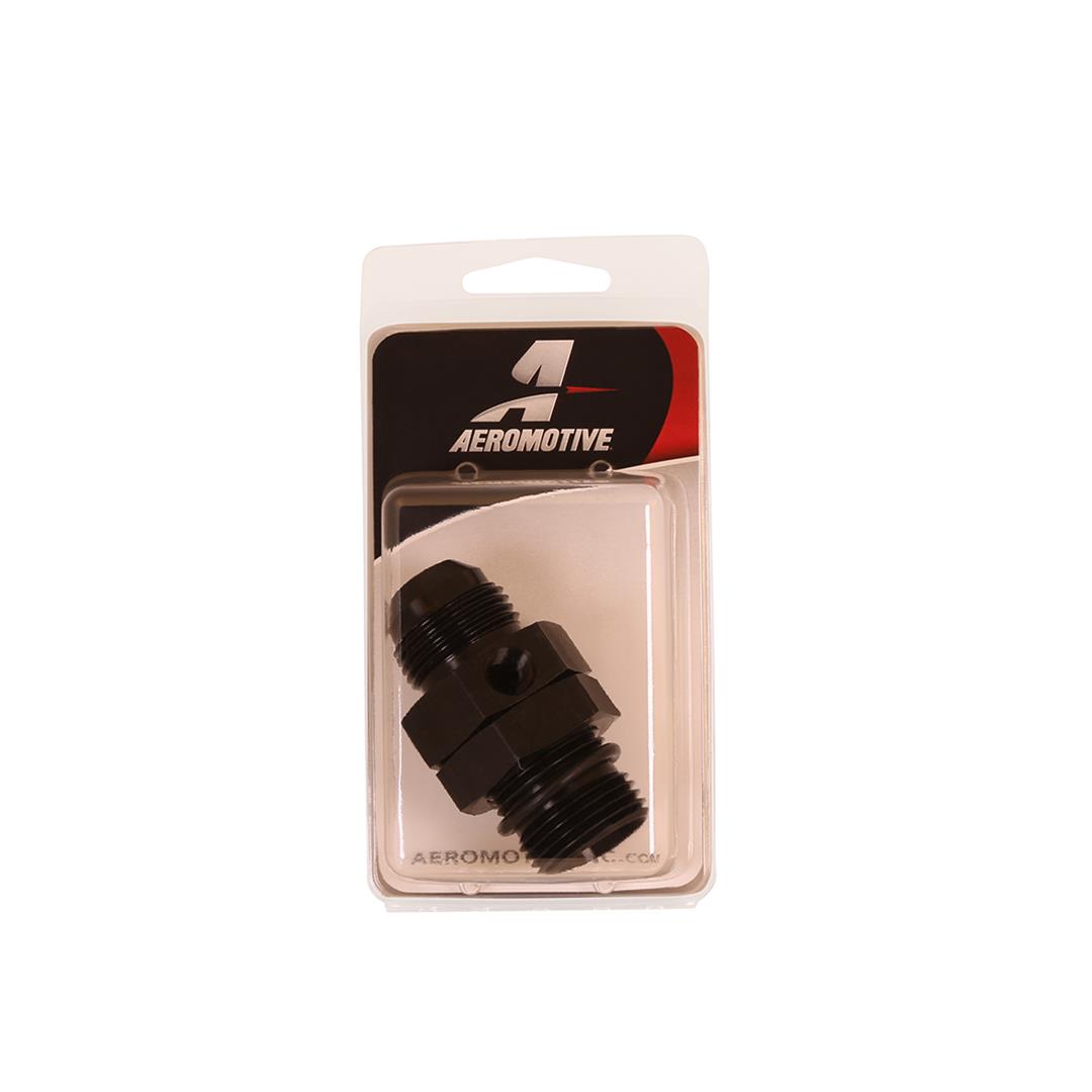 Aeromotive AN O-Ring Adapter Fittings 15742 and Adapters, Fittings, Swivel, Straight, Aluminum, Black Anodized, -12 O-ring Male O-ring, -12 Male AN, Each