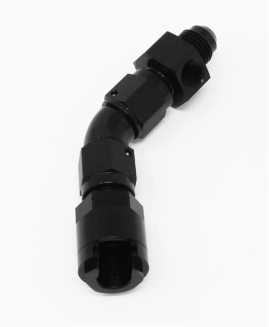 Aeromotive Fuel System Plumbing Kits 65602 Adapter Kit, 45-Deg, 3/8 Female Quick Connect to AN-06 Flare, w/ 1/8-FNPT Port