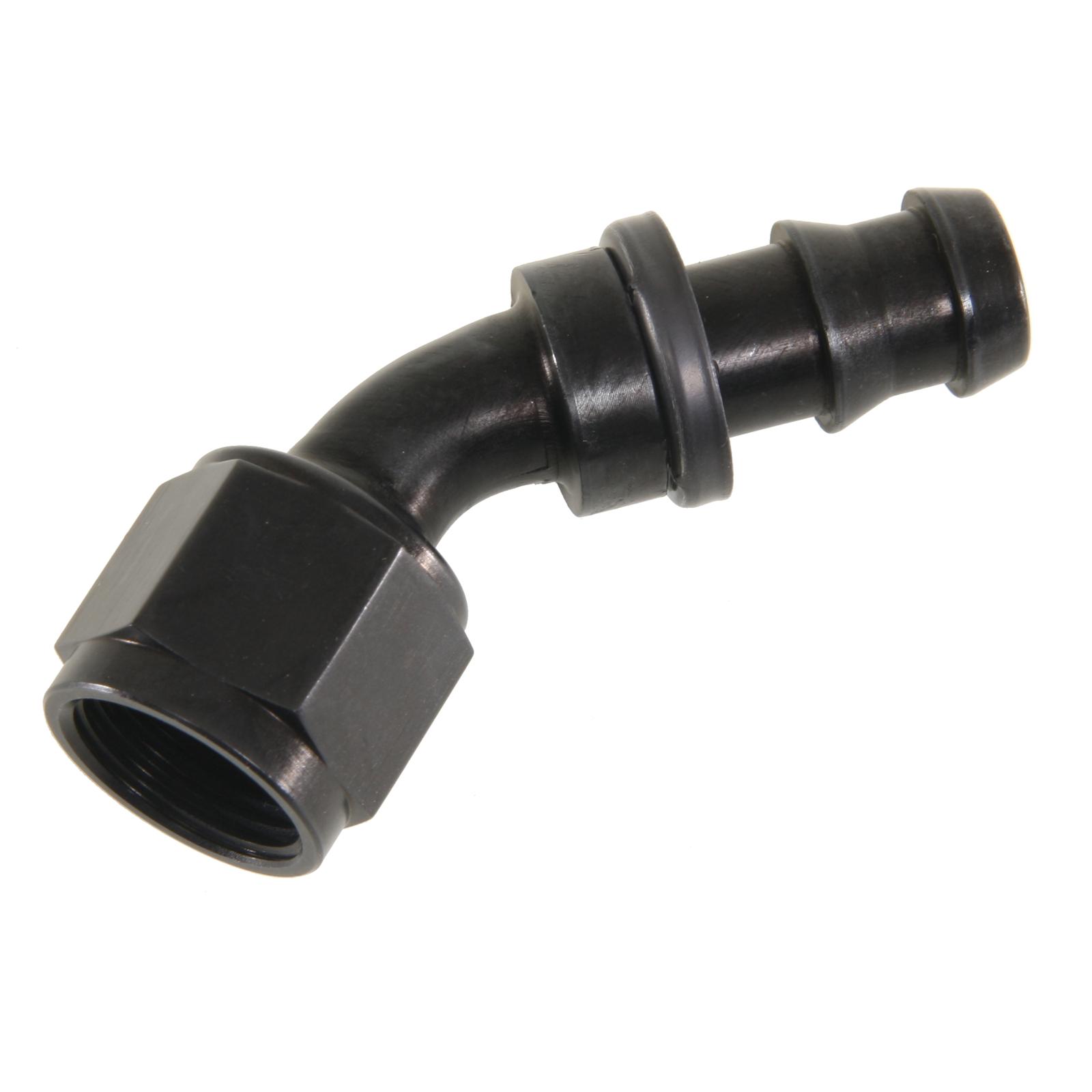 Aeroquip Socketless Hose Ends FBL1523 Fitting, End, AQP Socketless, 45 Degree, -8 AN Barb to Female -8 AN, Aluminum, Black Anodized, Each
