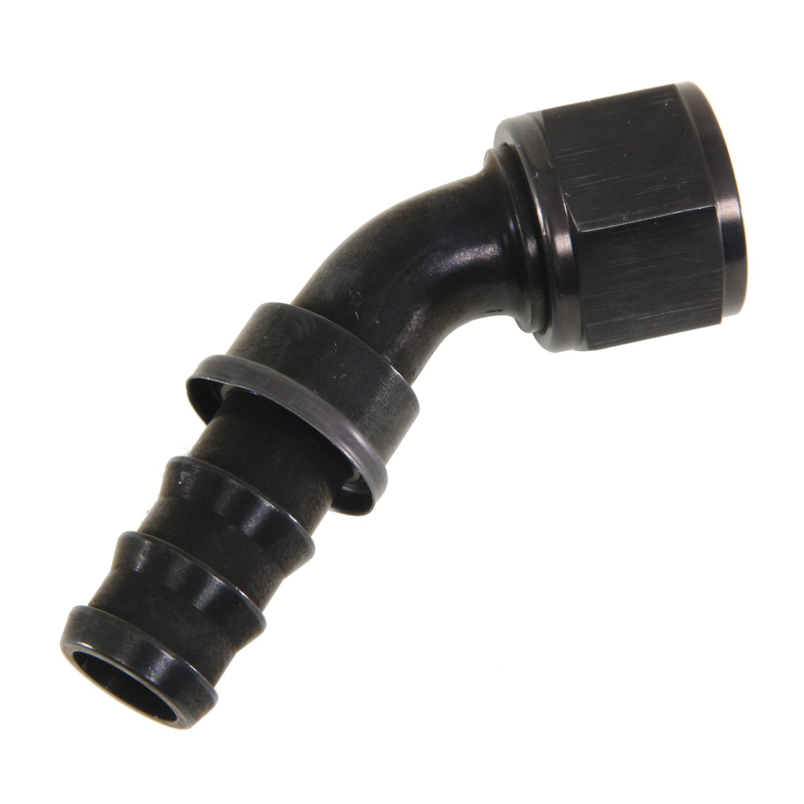 Aeroquip Socketless Hose Ends FBL1525 Fitting, End, AQP Socketless, 45 Degree, -12 AN Barb to Female -12 AN, Aluminum, Black Anodized, Each