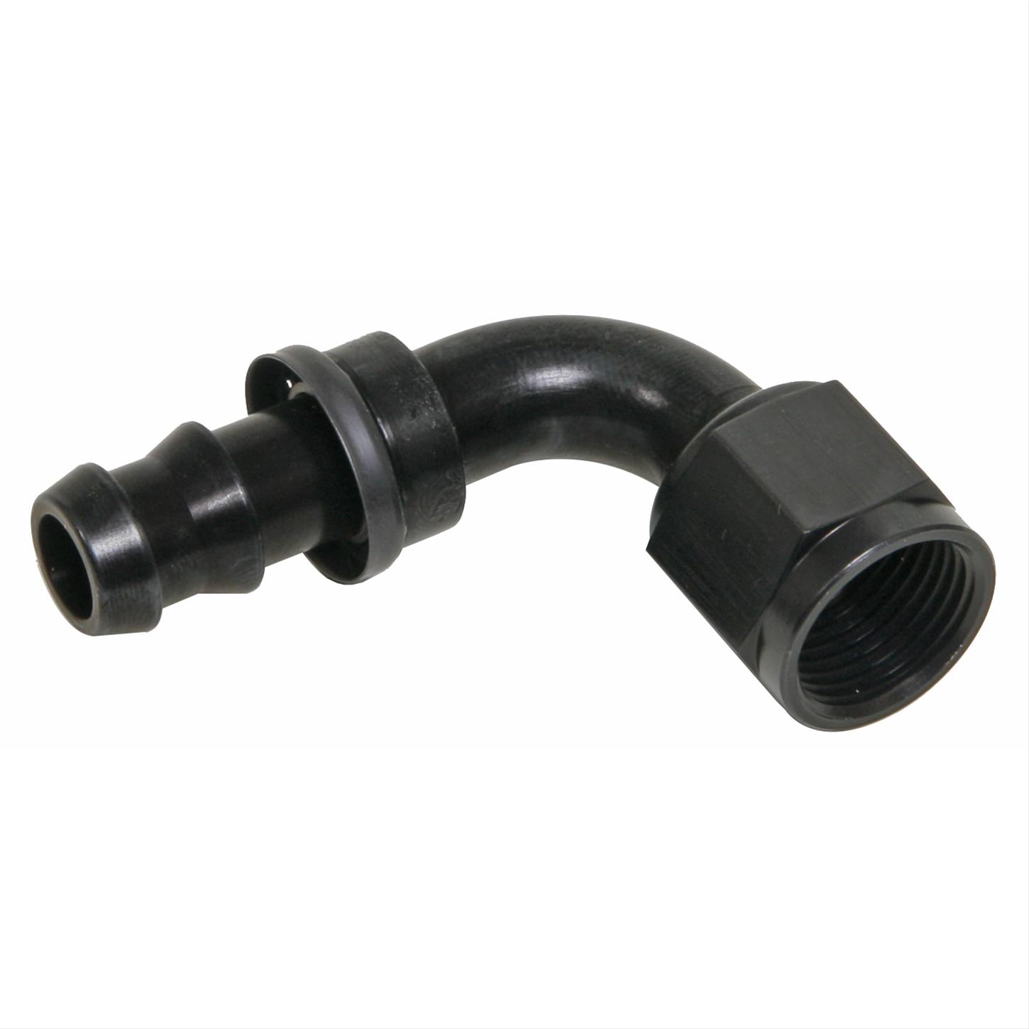 Aeroquip Socketless Hose Ends FBL1533 Fitting, End, AQP Socketless, 90 Degree, -8 AN Barb to Female -8 AN, Aluminum, Black Anodized, Each