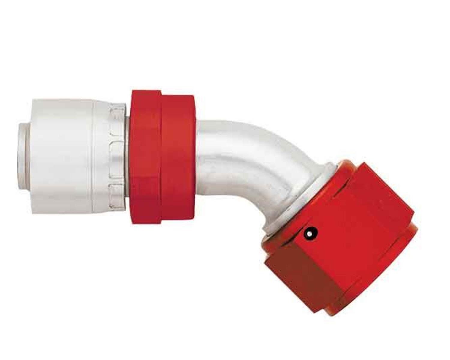 Aeroquip Crimp Hose Ends FBM4225 Fitting, End, AQP Hose, 45 Degree, -12 AN to Female -12 AN, Aluminum, Natural/Red, Each