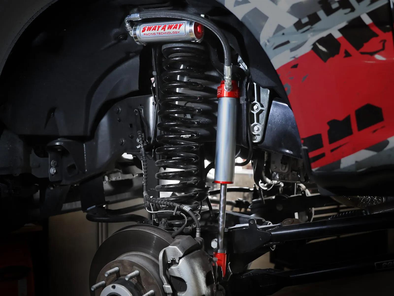 aFe Control Sway-A-Way Shocks for 2017-2024 F-250 SUPER DUTY, F-350 DUTY - 301-5600-16 and Struts, Sway-A-Way, 2.5 in. Diameter Shock, Remote Reservoir, 4-6.00 in. Lift, Front, Ford, Pair