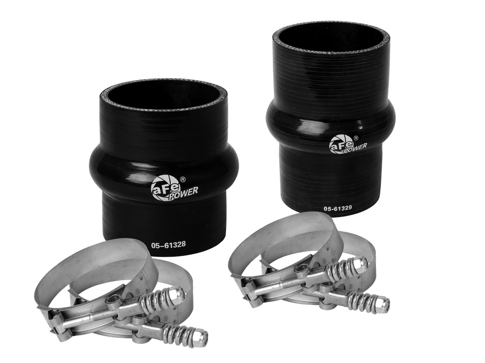 aFe BladeRunner Intercooler Couplings for 2008-2010 F-250 SUPER DUTY, F-350 DUTY - 46-20070SSH Tubing Couplers, OER Series, Hot Charge Pipe, Black, Silicone, Ford, Powerstroke, Kit