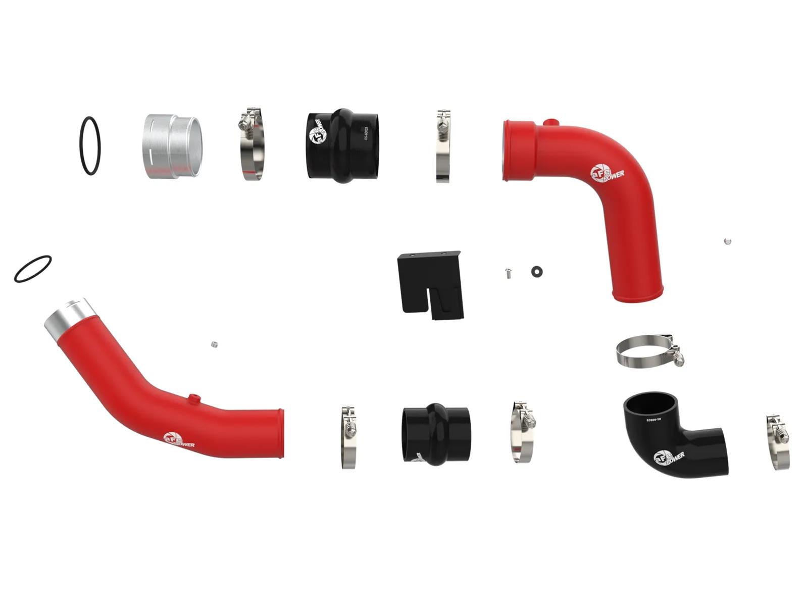 aFe 23-24 Ford Diesel Trucks V8-6.7L (td) BladeRunner Aluminum Hot and Cold Charge Pipe Kit - Red thumbnail 7