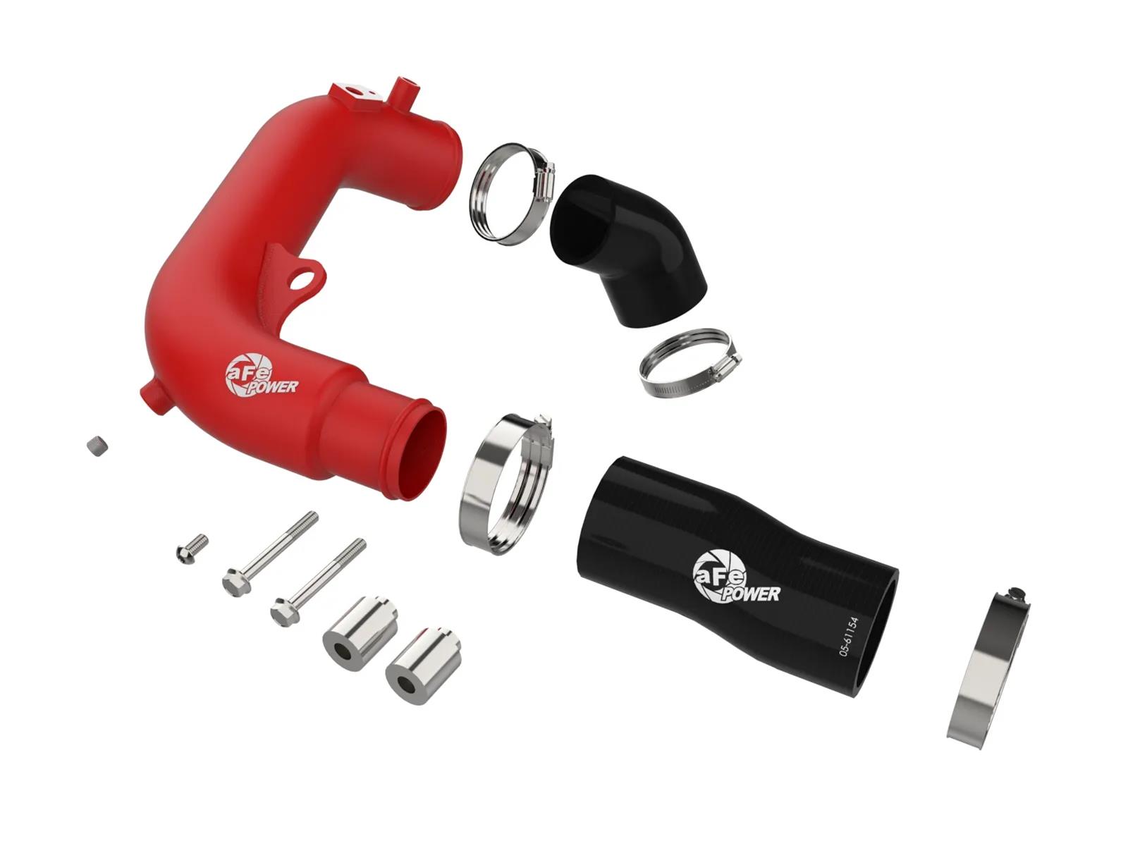 aFe 2024+ Jeep Wrangler JL L4-2.0L (t) BladeRunner 2-1/2in Aluminum Hot Charge Pipe - Red thumbnail 6