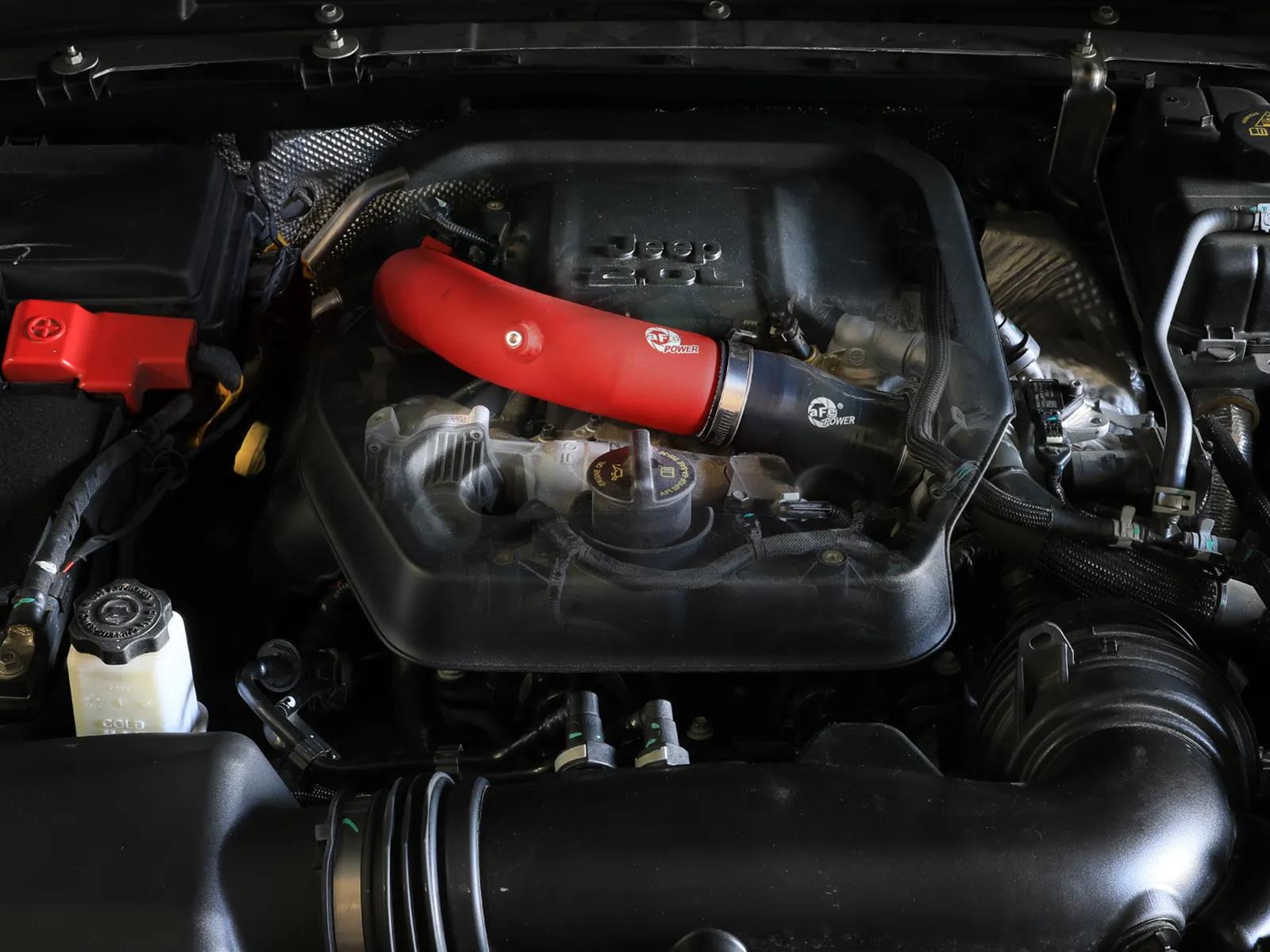 aFe 2024+ Jeep Wrangler JL L4-2.0L (t) BladeRunner 2-1/2in Aluminum Hot Charge Pipe - Red