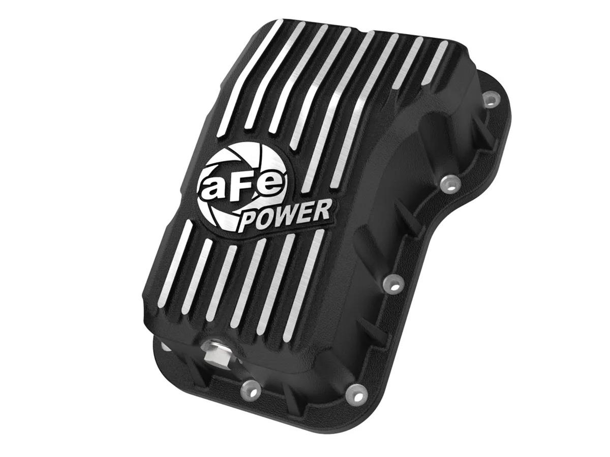 AFE Power Automatic Transmission Pans 46-71400B aFe POWER Pro Series Pan Black w/ Machined Fins Jeep Wrangler (JL) 18-25 L4-2.0L (t)