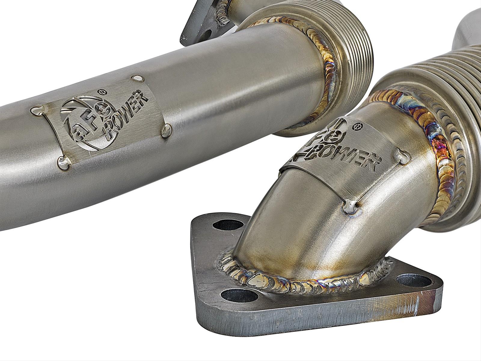 aFe Twisted Steel Turbo Up Pipes 48-34009 Exhaust Up-Pipe, Stainless Steel, Natural, Chevrolet, GMC, 6.6L, Kit thumbnail 2