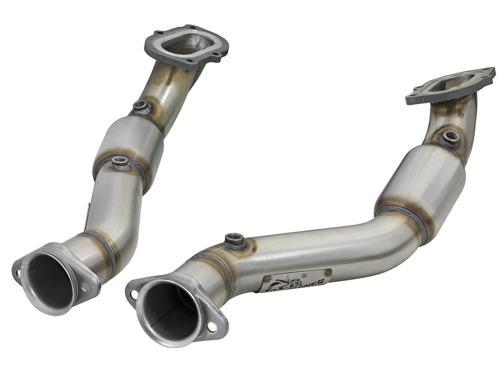 aFe POWER 14-18 Chevrolet Corvette C7 & Z06 Twisted Steel 3in 304 Stainless Steel Mid Pipe w/ Cat thumbnail 3