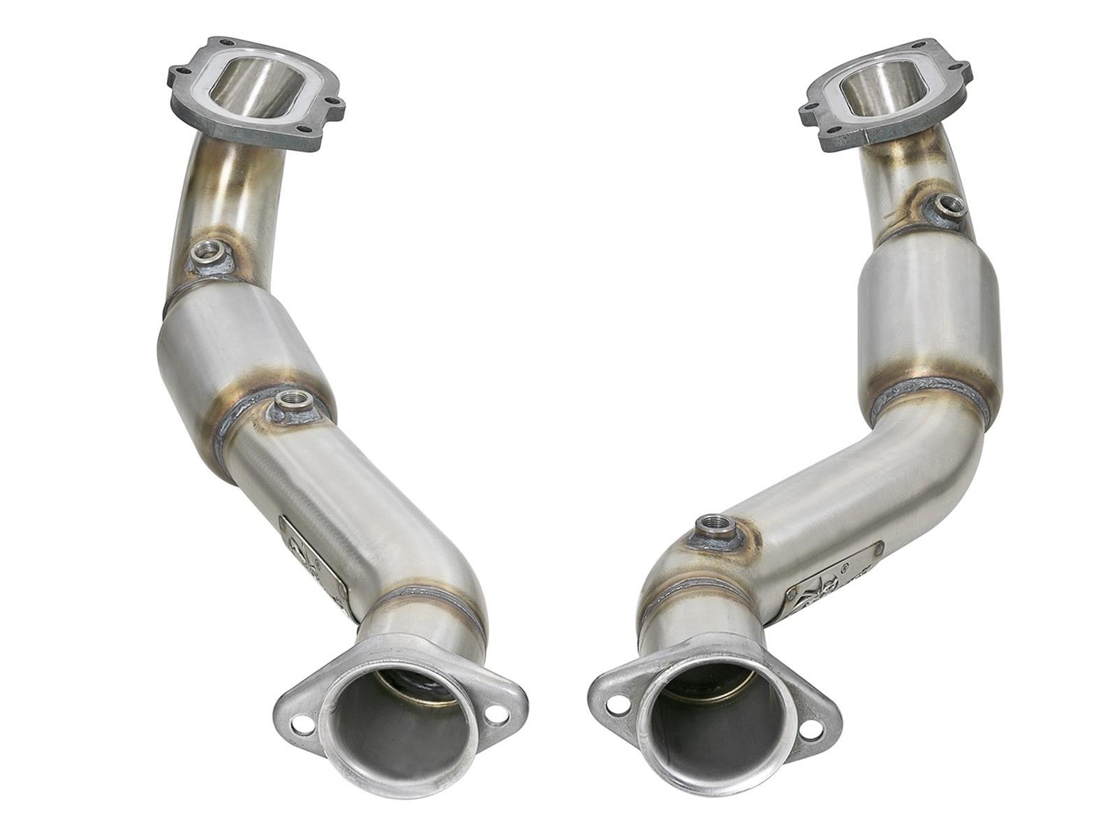 aFe POWER 14-18 Chevrolet Corvette C7 & Z06 Twisted Steel 3in 304 Stainless Steel Mid Pipe w/ Cat thumbnail 5