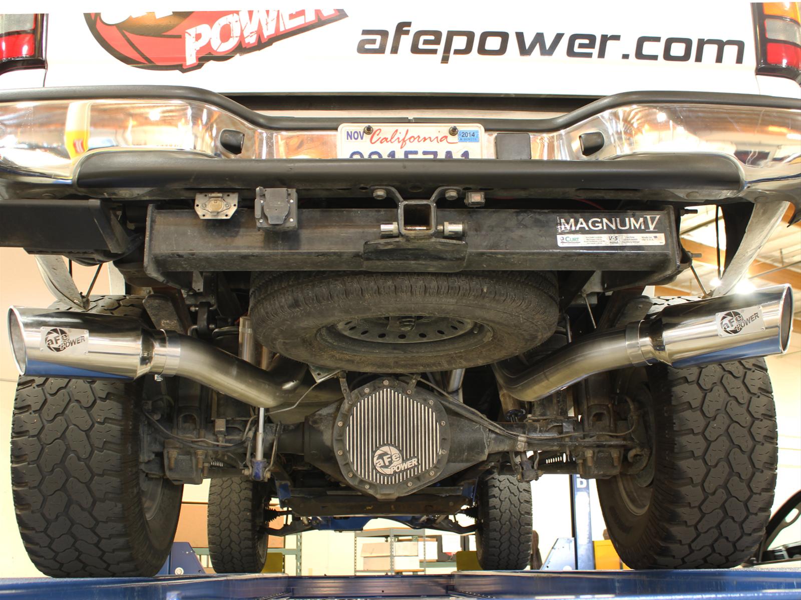 aFe MACHForce XP Exhaust Aluminized Dual Split DPF Back 11-15 GM Diesel Truck V8-6.6L (td) (pol tip)