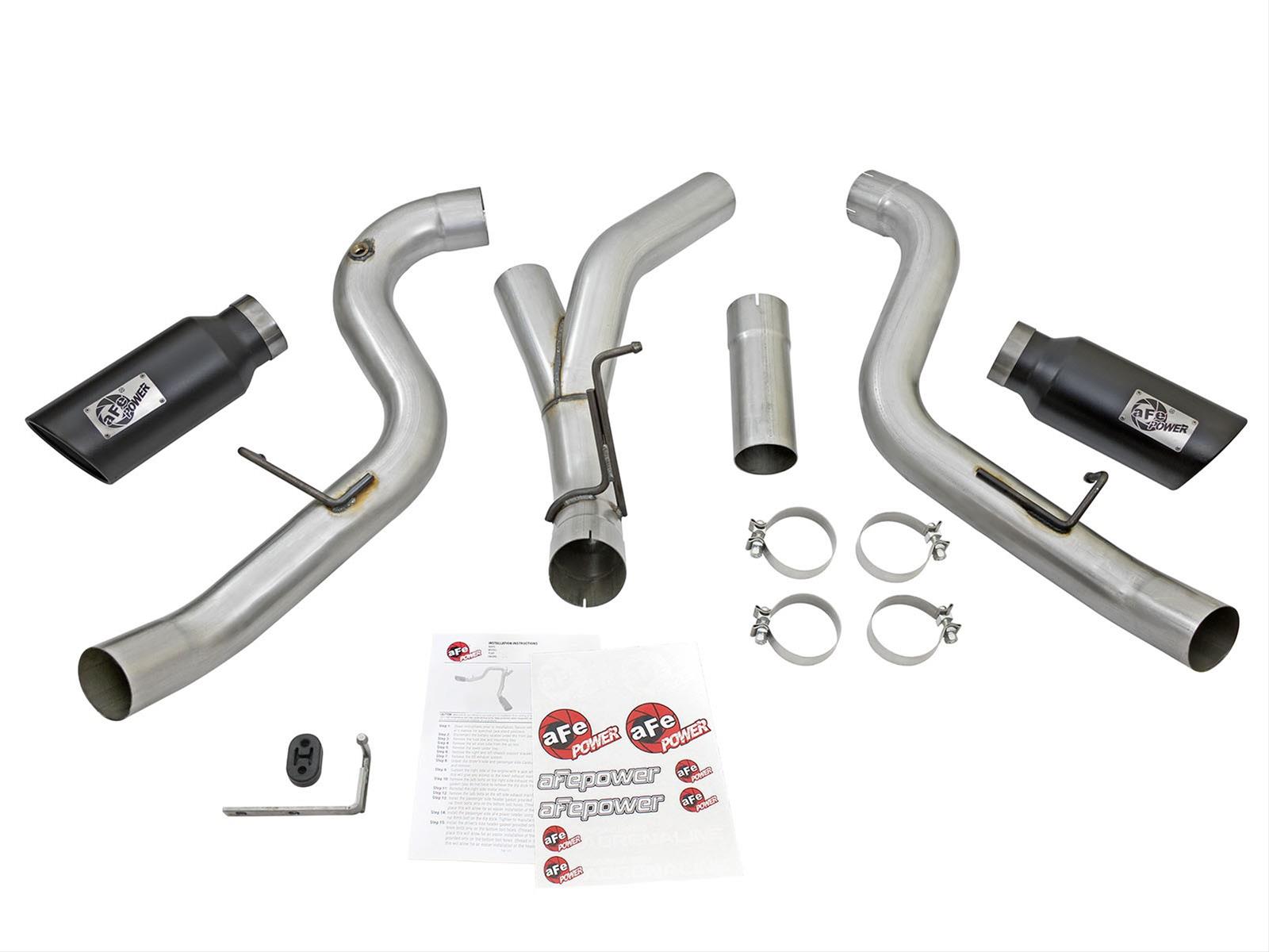 aFe Atlas Exhaust 4in Dual DPF-Back Al Steel w/ Black Tips 16-17 GM Diesel Truck V8-6.6L (td) LML thumbnail 3
