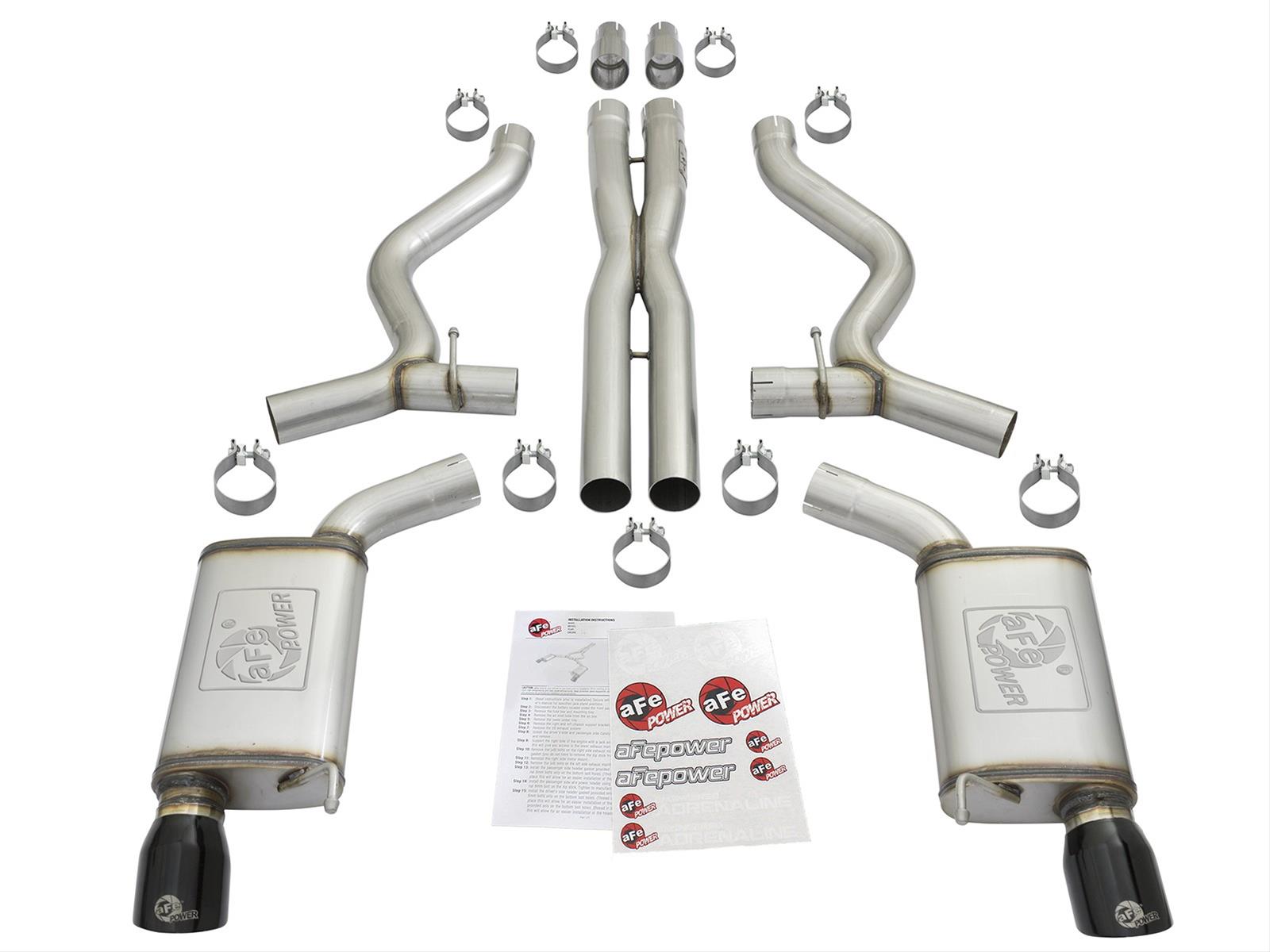 aFe MACH Force XP 3in 304 SS Cat-Back Exhausts w/ Black Tips 15-17 Ford Mustang GT V8-5.0L/V6-3.7L
