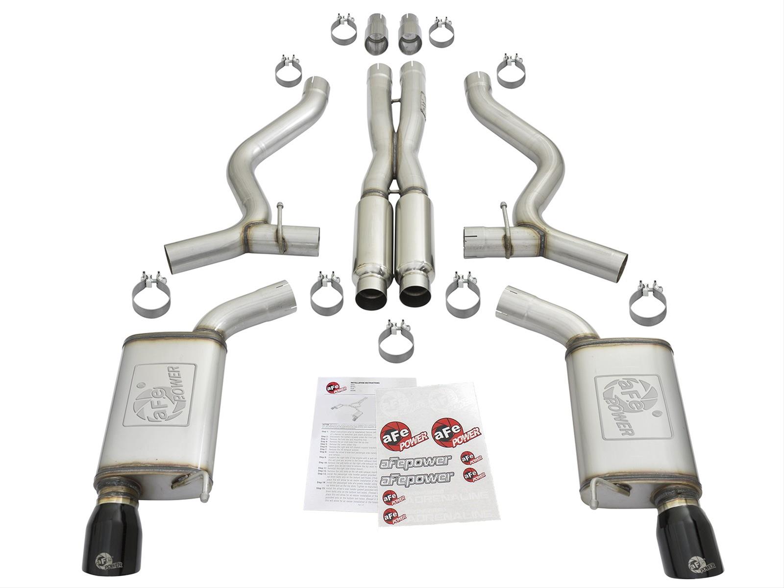 aFe MACH Force XP 3in 304 SS Loud Tone Cat-Back w/ Black Tips 15-17 Ford Mustang V6-3.7L/V8-5.0L