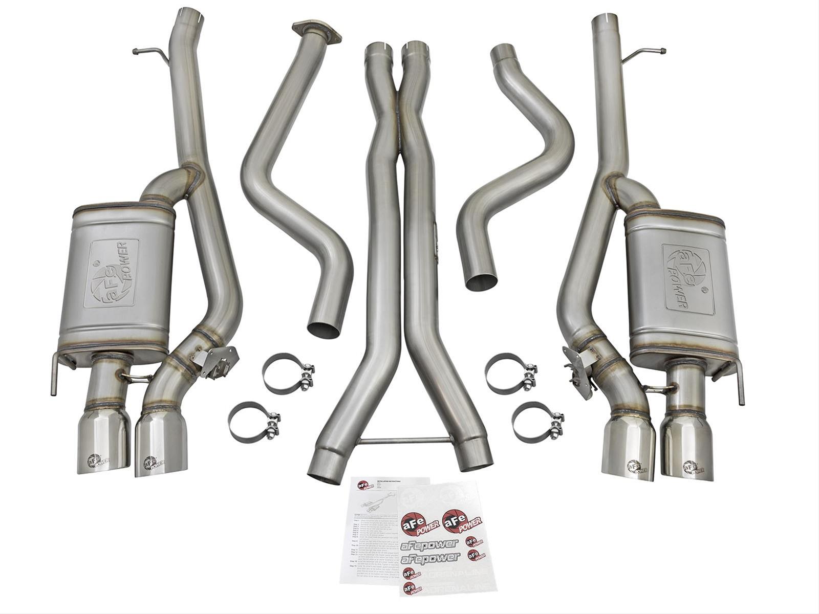 aFe MACHForce XP 3in 304 SS Cat-Back Dual Mode Exhaust w/ Polished Tips 16-17 Cadillac ATS-V V6-3.6L