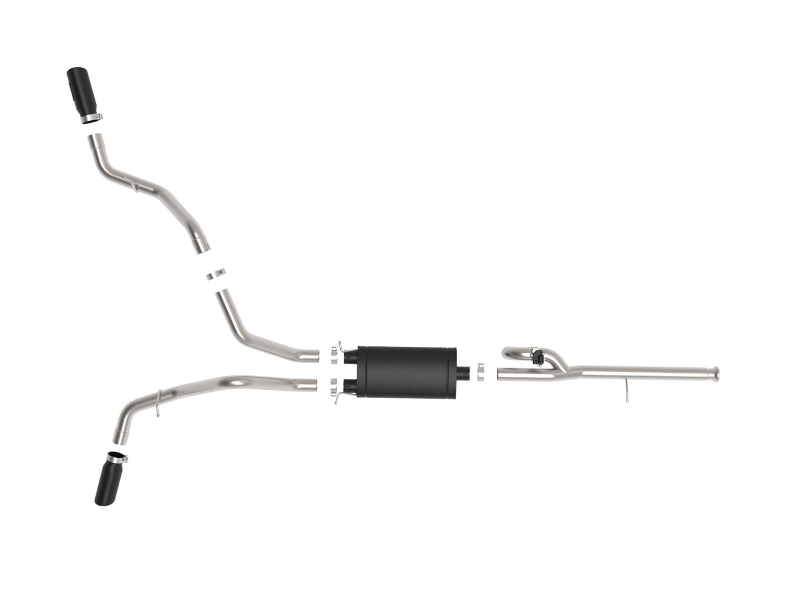 aFe Gemini XV 3in 304 SS Cat-Back Exhaust w/ Cutout 14-19 GM Trucks 4.3L/5.3L w/ Black Tips thumbnail 9