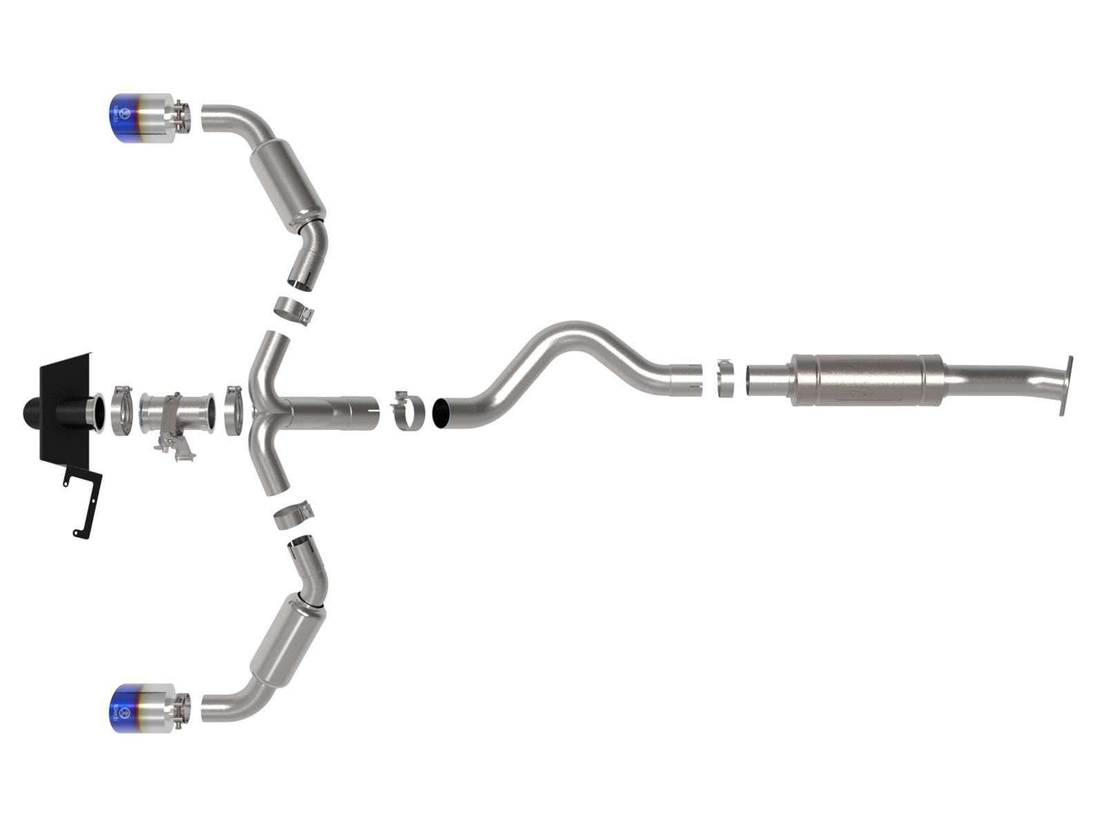 aFe 23-24 Toyota GR Corolla L3 1.6L (t) Gemini XV 3in to 2-1/2in Cat Back Exhaust w/ Blue Flame Tips thumbnail 5