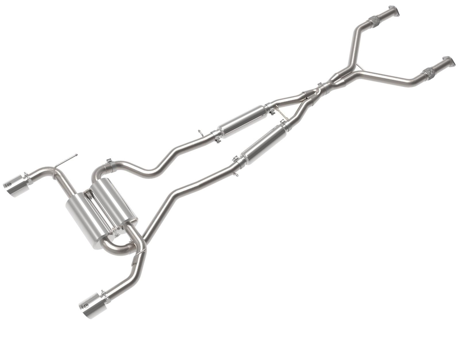 aFe Takeda Exhaust Systems for 2014-2015 Q50 - 49-36136-P Systems, Takeda, Cat-back, Dual In/Dual Out, Stainless Steel, Natural, Split Rear Exit, Polished Tips, Infiniti, 3.7L, Kit thumbnail 4