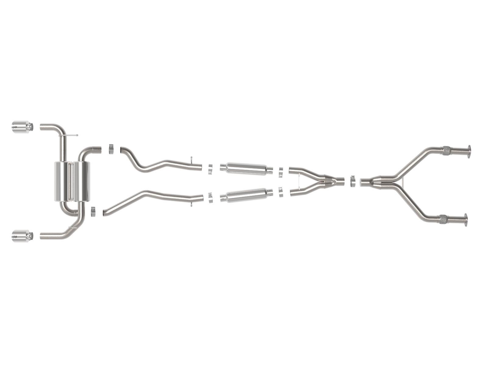 aFe Takeda Exhaust Systems for 2014-2015 Q50 - 49-36136-P Systems, Takeda, Cat-back, Dual In/Dual Out, Stainless Steel, Natural, Split Rear Exit, Polished Tips, Infiniti, 3.7L, Kit thumbnail 5