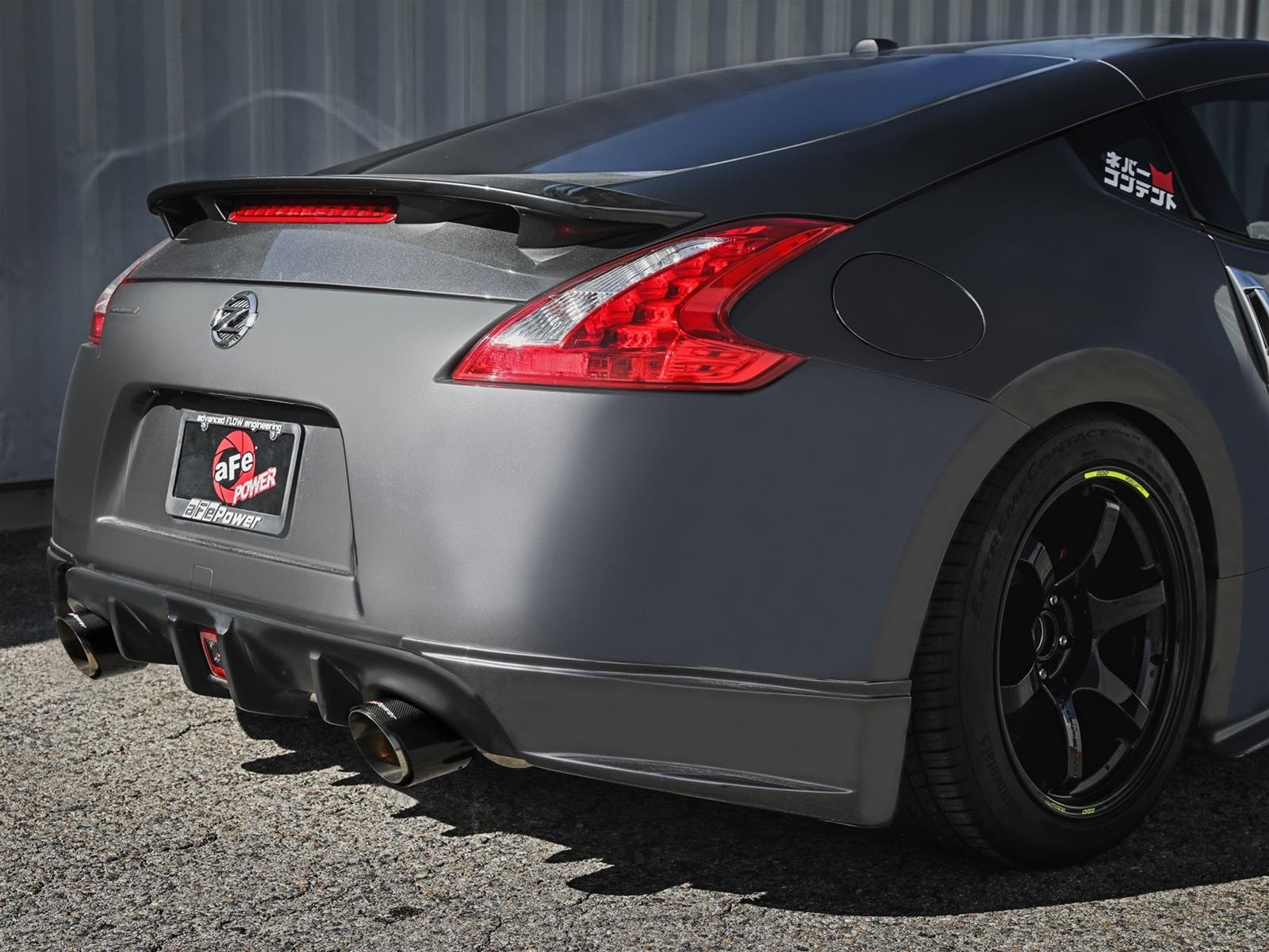 aFe Takeda Exhaust Systems for 2009-2020 370Z - 49-36139-C System, Takeda, 2.5 in., 304 Stainless Steel, Cat-Back, Split Rear, Round Carbon Fiber Slant Cut Tips, Nissan, Kit thumbnail 2