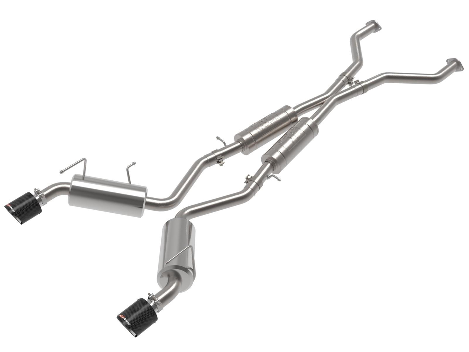 aFe Takeda Exhaust Systems for 2009-2020 370Z - 49-36139-C System, Takeda, 2.5 in., 304 Stainless Steel, Cat-Back, Split Rear, Round Carbon Fiber Slant Cut Tips, Nissan, Kit thumbnail 4