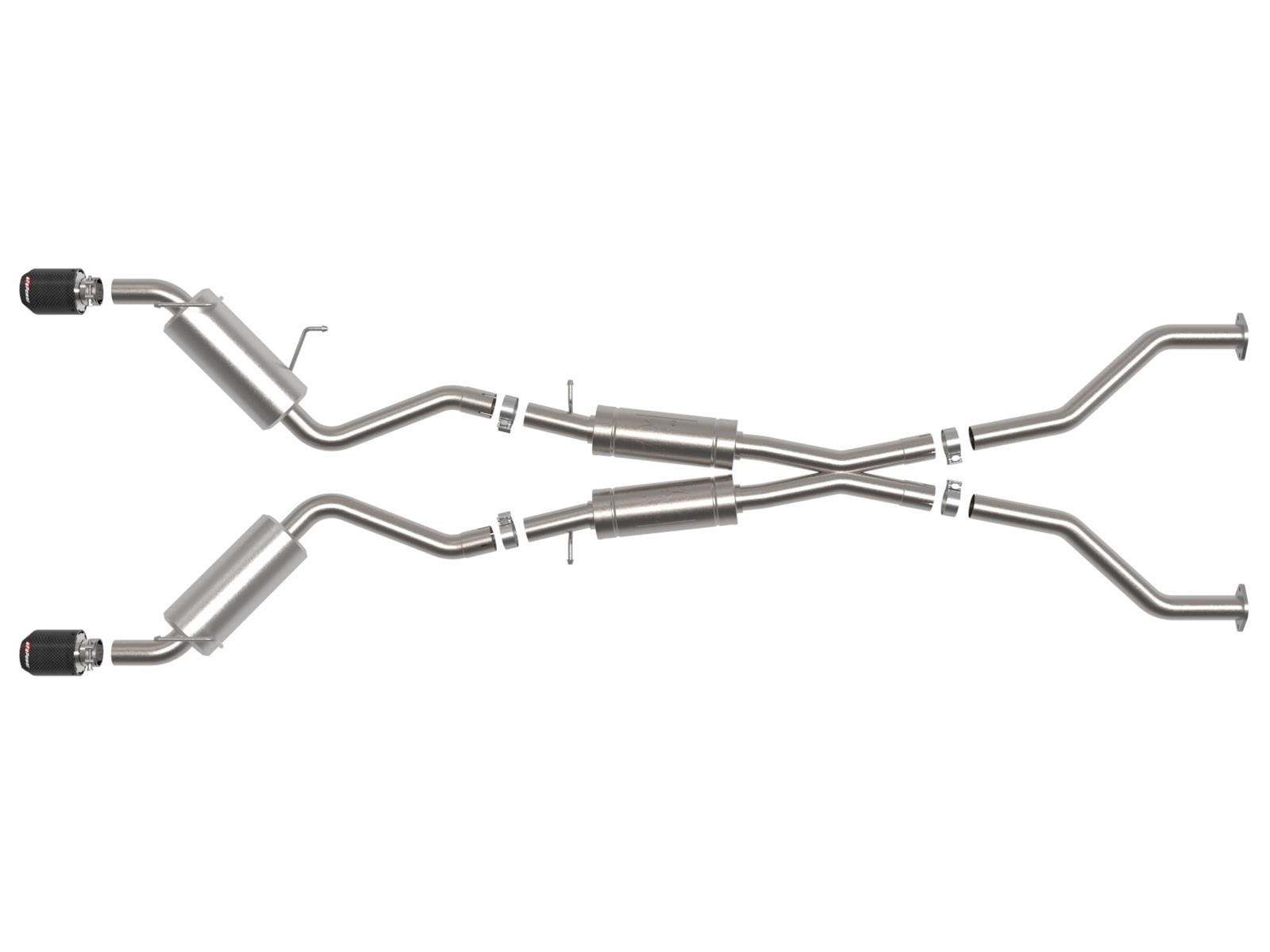 aFe Takeda Exhaust Systems for 2009-2020 370Z - 49-36139-C System, Takeda, 2.5 in., 304 Stainless Steel, Cat-Back, Split Rear, Round Carbon Fiber Slant Cut Tips, Nissan, Kit thumbnail 5