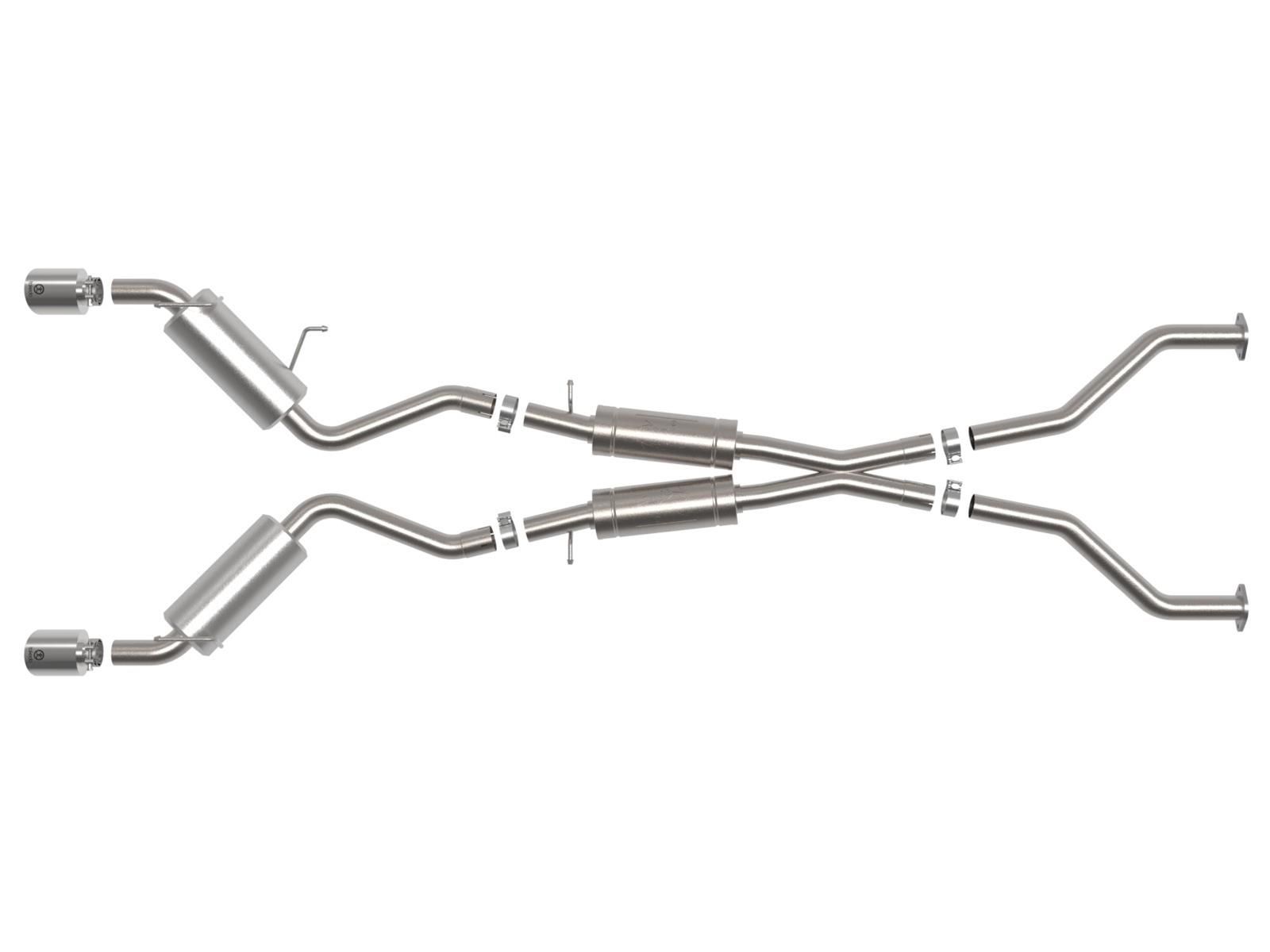 aFe Takeda Exhaust Systems for 2009-2020 370Z - 49-36139-P System, Takeda, 2.5 in., 304 Stainless Steel, Cat-Back, Split Rear, Round Polished Slant Cut Tips, Nissan, Kit thumbnail 4