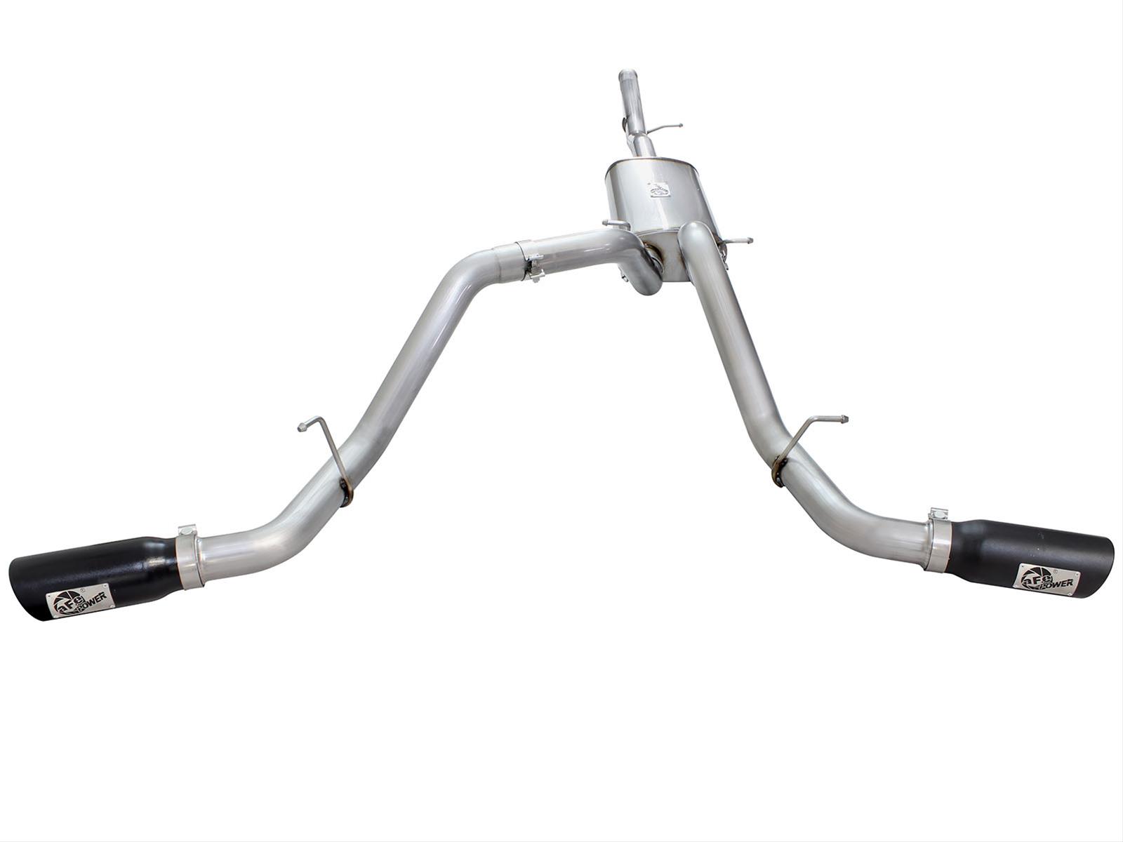 aFe Mach Force XP Exhaust Systems 49-44057-B Systems, XP, Cat-back, Single In/Dual Out, Stainless Steel, Natural, Split Side Exit, Black Powdercoated Tips, Chevrolet, GMC, Kit thumbnail 7