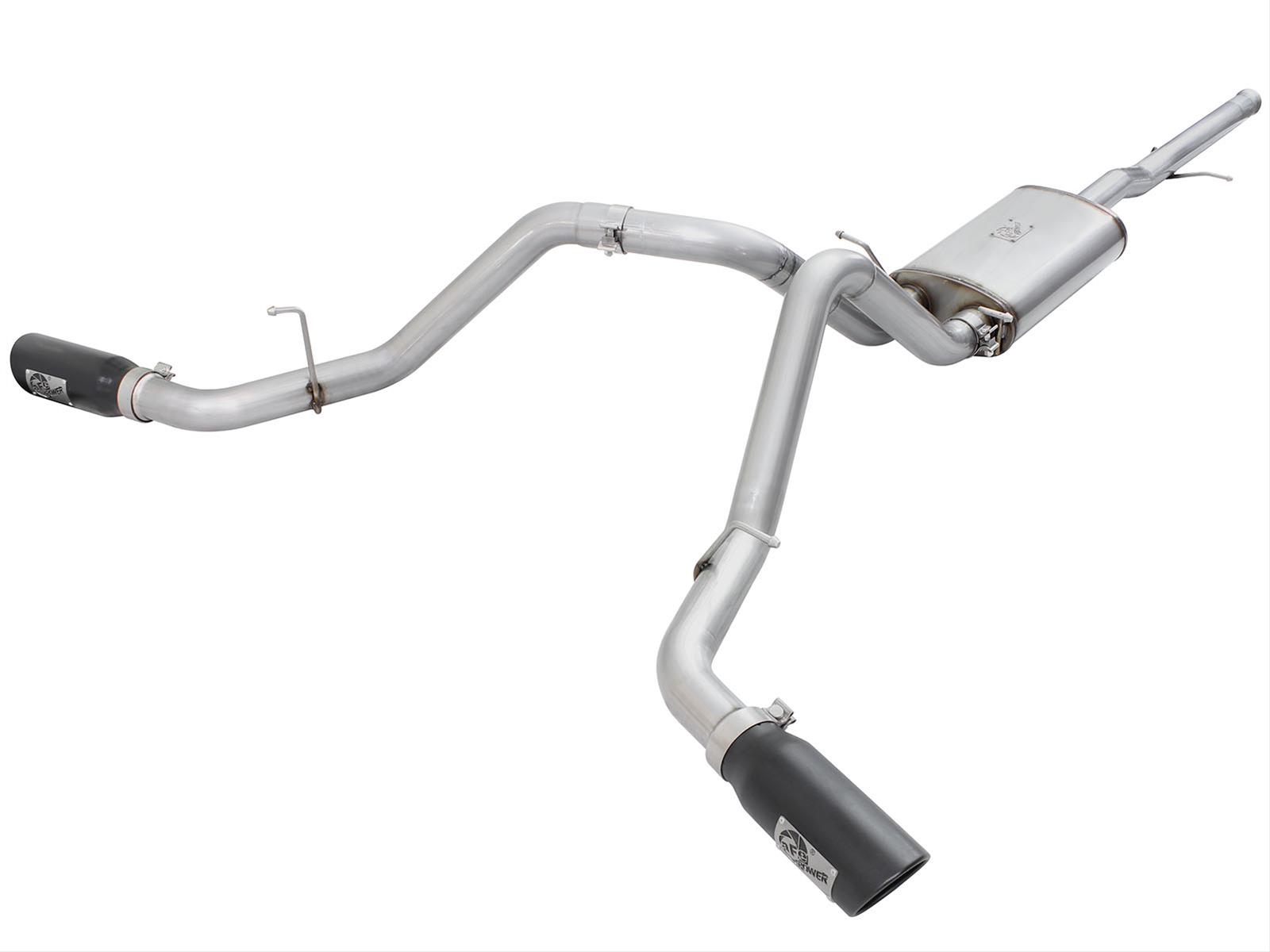 aFe Mach Force XP Exhaust Systems 49-44057-B Systems, XP, Cat-back, Single In/Dual Out, Stainless Steel, Natural, Split Side Exit, Black Powdercoated Tips, Chevrolet, GMC, Kit thumbnail 6