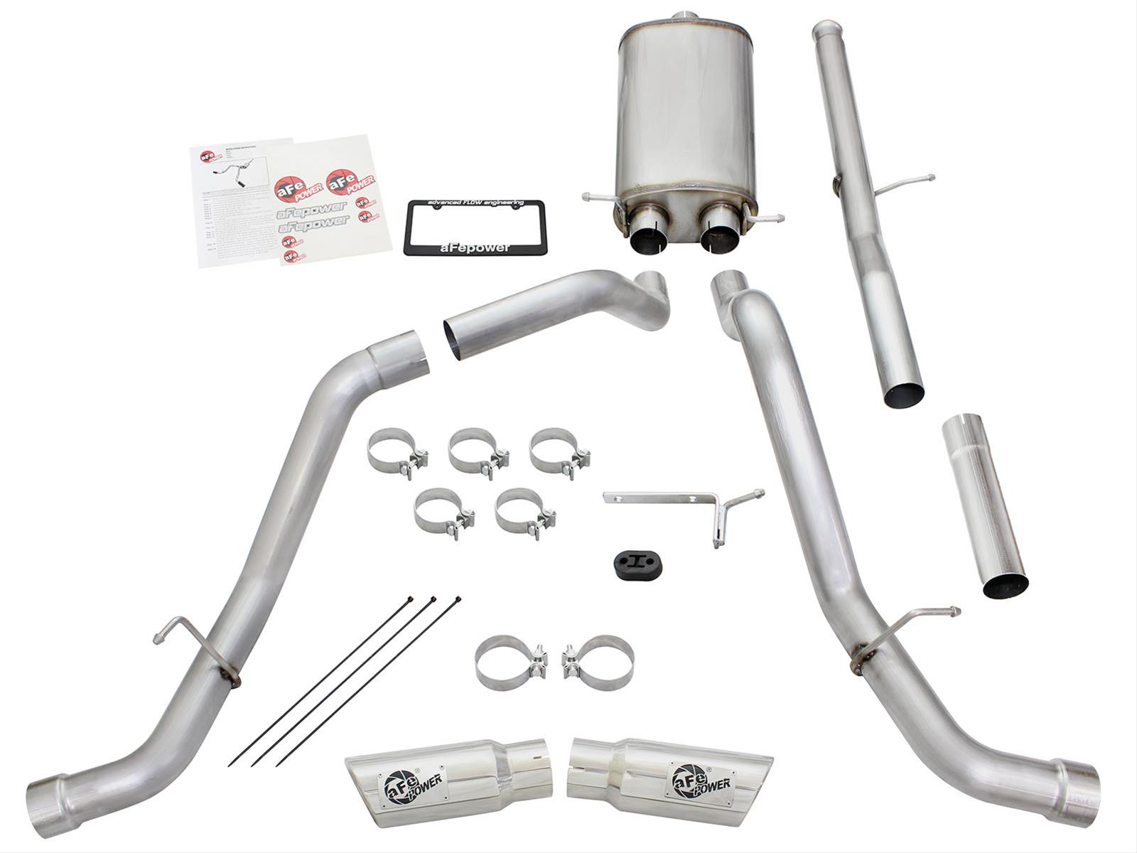 aFe Mach Force-XP Exhaust 3in Cat-Back SS 14-15 GM 1500 Trucks 4.3L/5.3L Dual Split w/ Polished Tip thumbnail 2
