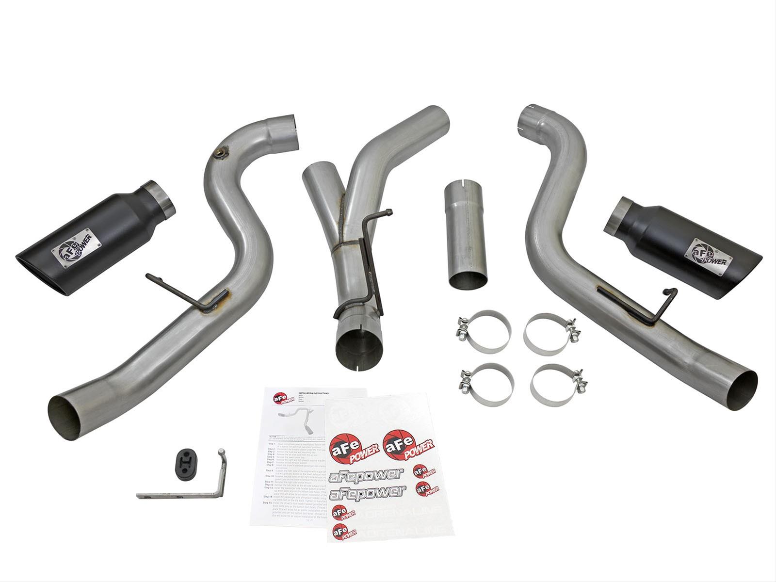 aFe LARGE Bore HD 4in Dual DPF-Back SS Exhaust w/Black Tip 16-17 GM Diesel Truck V8-6.6L (td) LML thumbnail 4