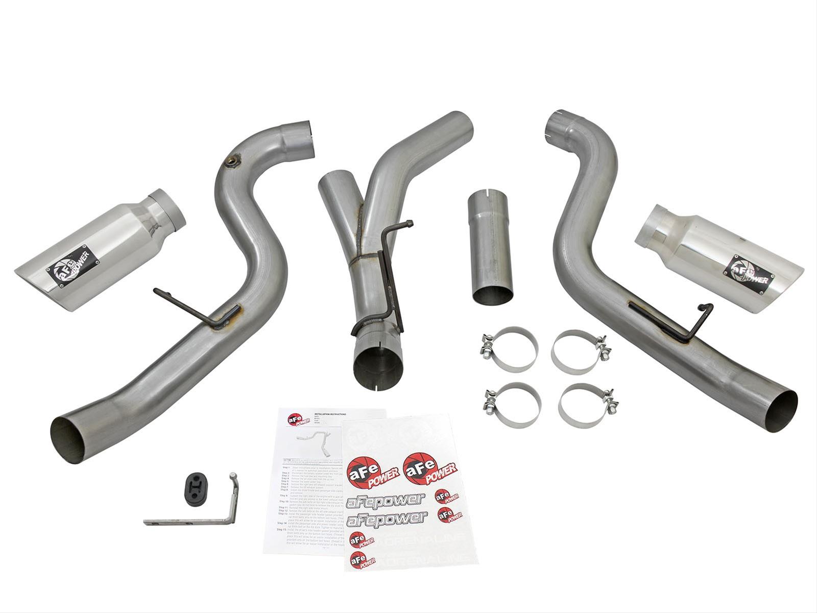 aFe LARGE Bore HD 4in Dual DPF-Back SS Exhaust w/Polished Tip 16-17 GM Diesel Truck V8-6.6L (td) LML thumbnail 2