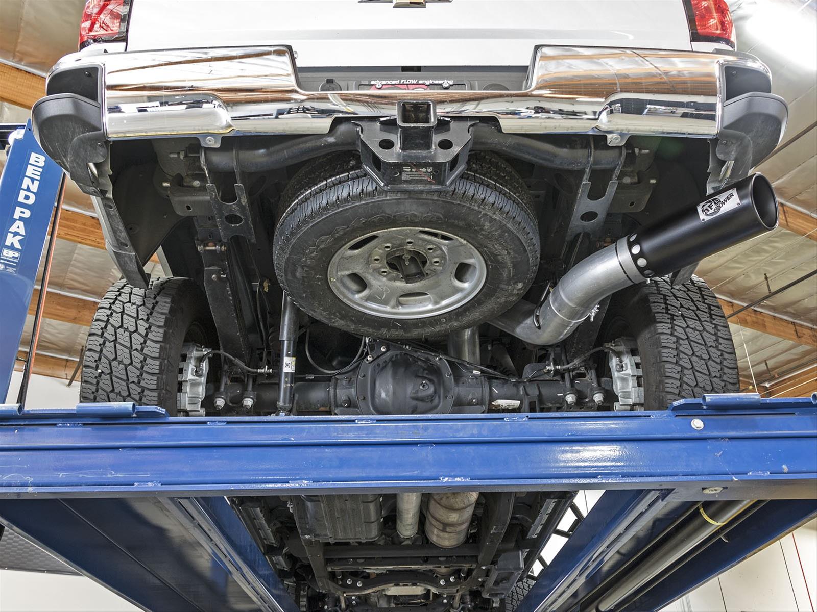 aFe LARGE Bore HD 5in Exhausts DPF-Back SS w/ Black Tips 16-17 GM Diesel Truck V8-6.6L (td) LML/L5P