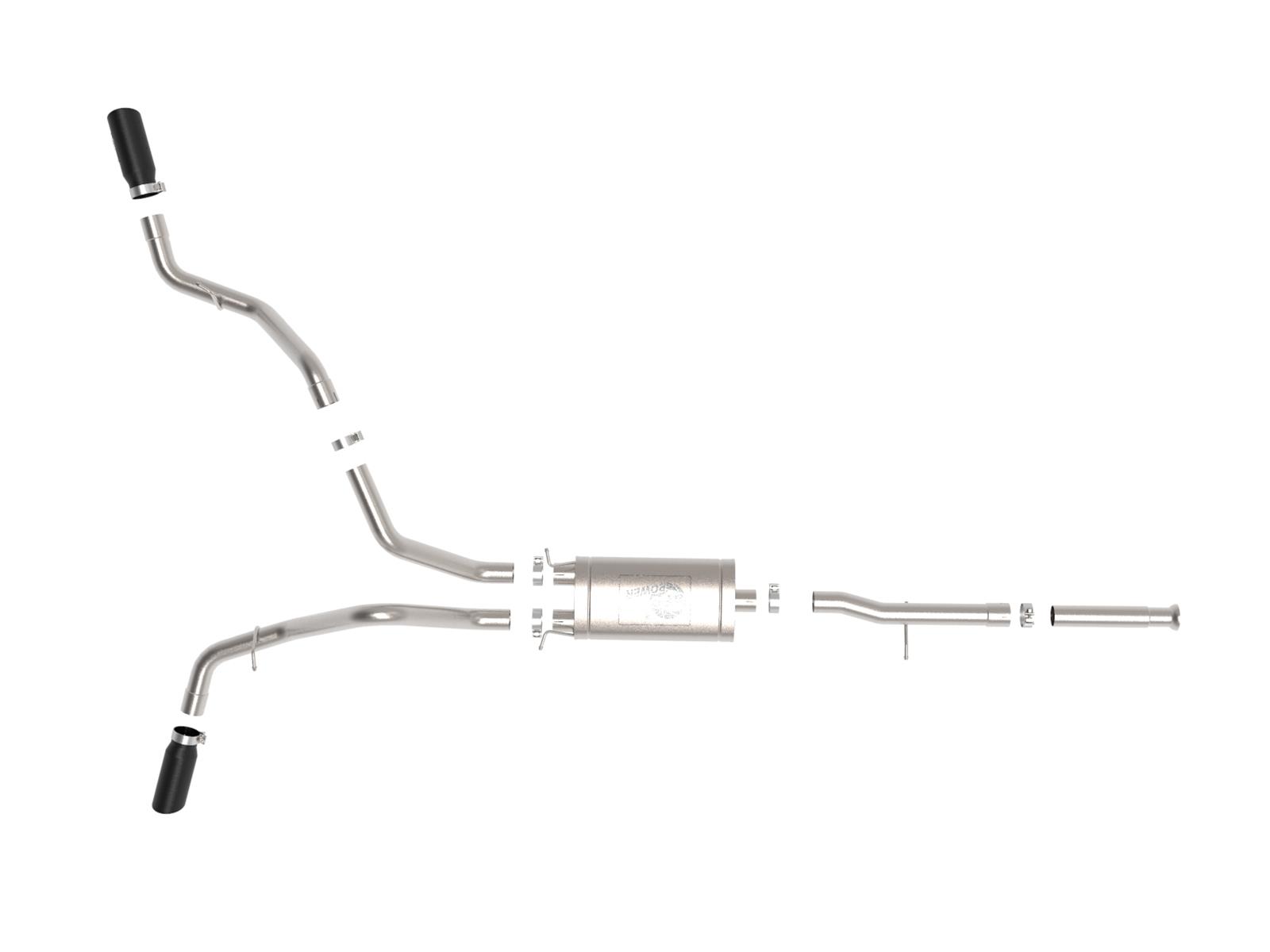 aFe Apollo GT Exhaust Systems for 2009-2018 SIERRA 1500, SILVERADO 1500 - 49-44134-B System, Series, Split Side Rear, Stainless Steel, Cat-Back, Dual Black Tips, Chevrolet, GMC, Kit thumbnail 7