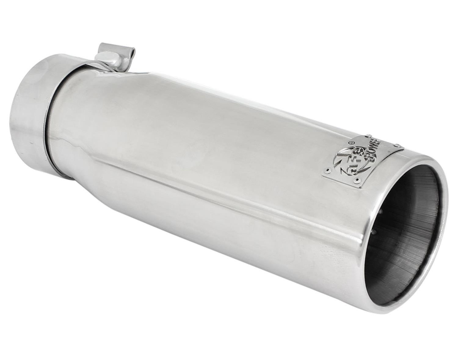 aFe MACH Force-XP 304 SS Sing Wall Pol Exh Tip Univ Exit 3in Inlet x 4in Outlet x 12in L - Clamp On thumbnail 3