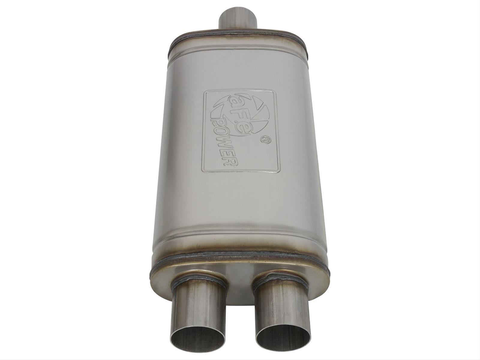 aFe MACH Force XP SS Muffler 2.5in Center Inlet / 2.5in Dual Outlets 18in L x 9in W x 4in H Body