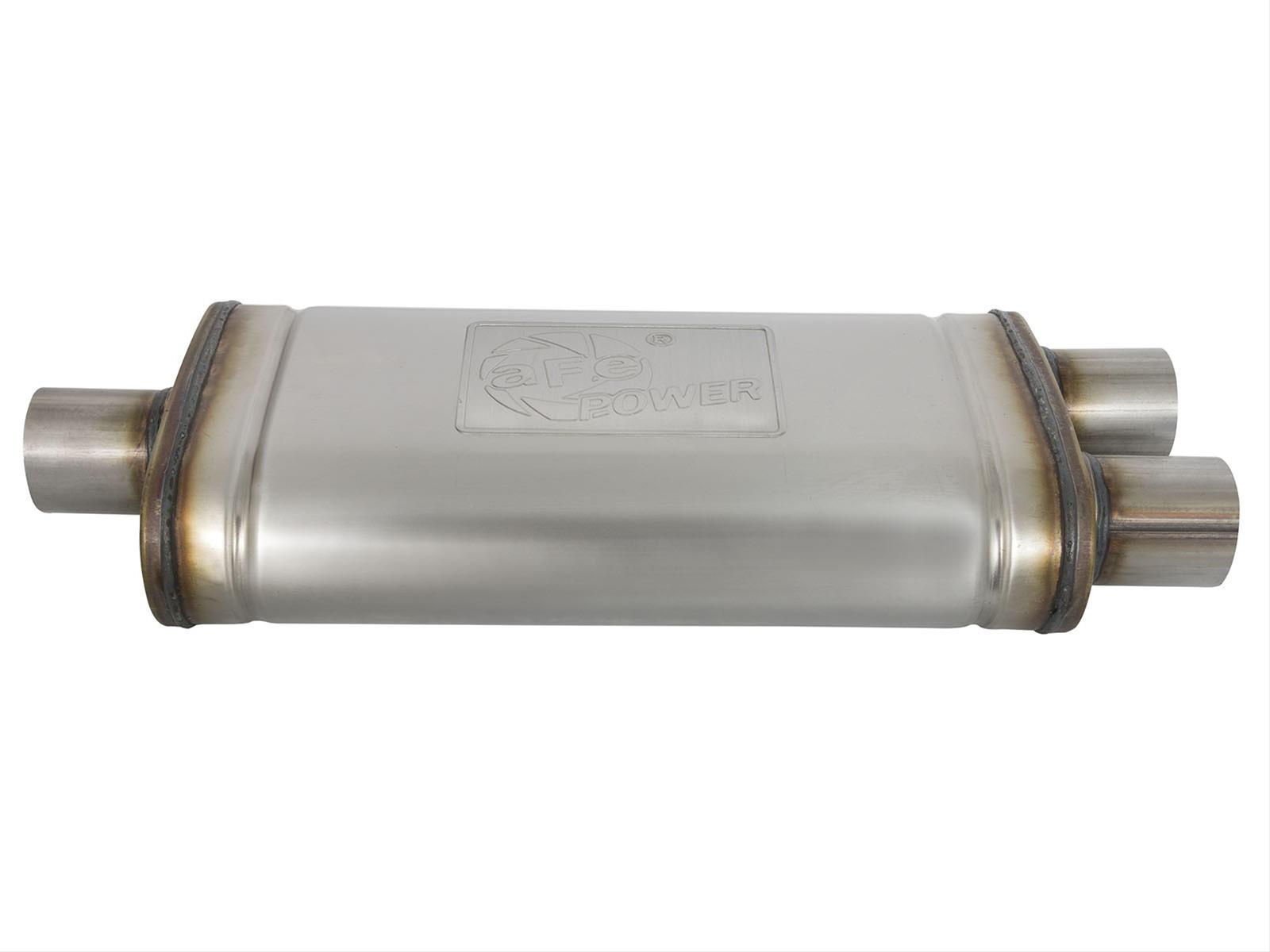 aFe MACH Force XP SS Muffler 2.5in Center Inlet / 2.5in Dual Outlets 18in L x 9in W x 4in H Body thumbnail 2