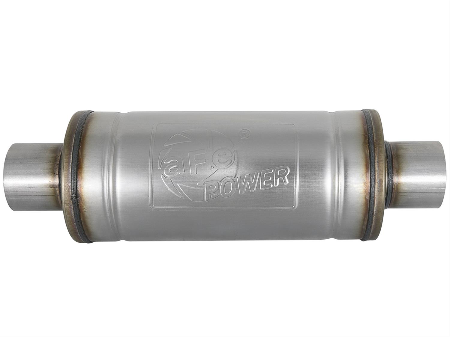 aFe MACH Force-Xp 409 SS Muffler 3in Center/Center 14in L x 6in Dia - Round Body thumbnail 3