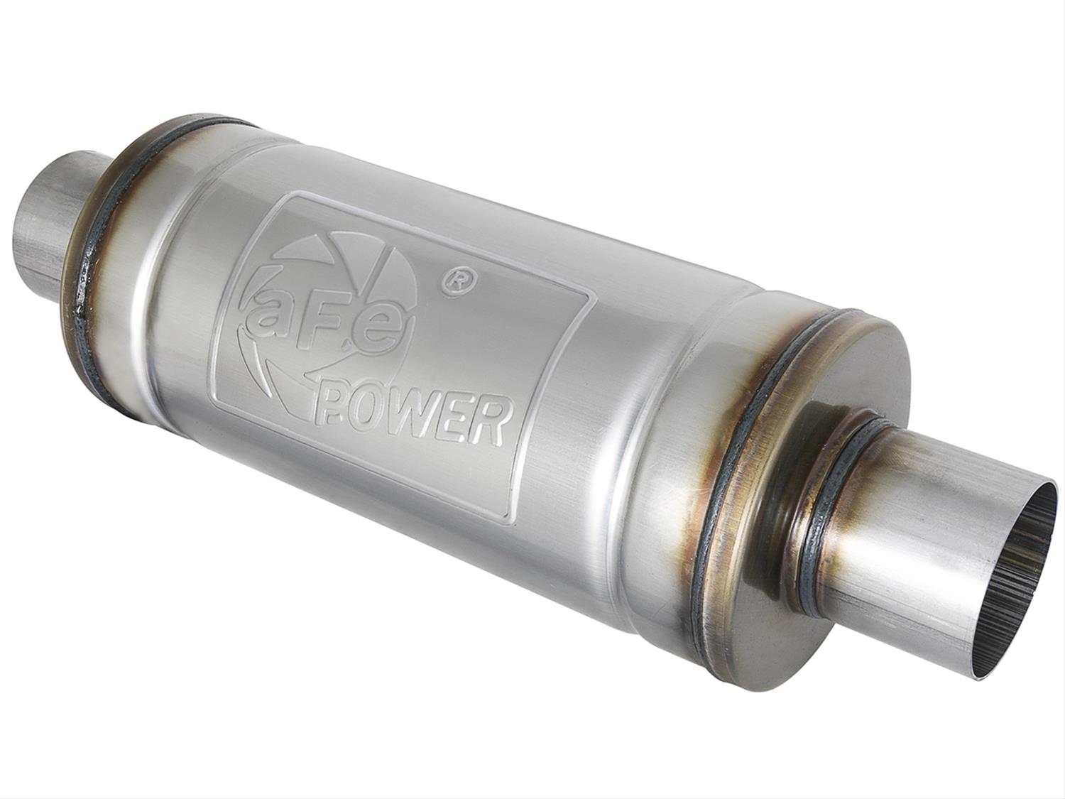 aFe MACH Force-Xp 409 SS Muffler 3in Center/Center 14in L x 6in Dia - Round Body thumbnail 2