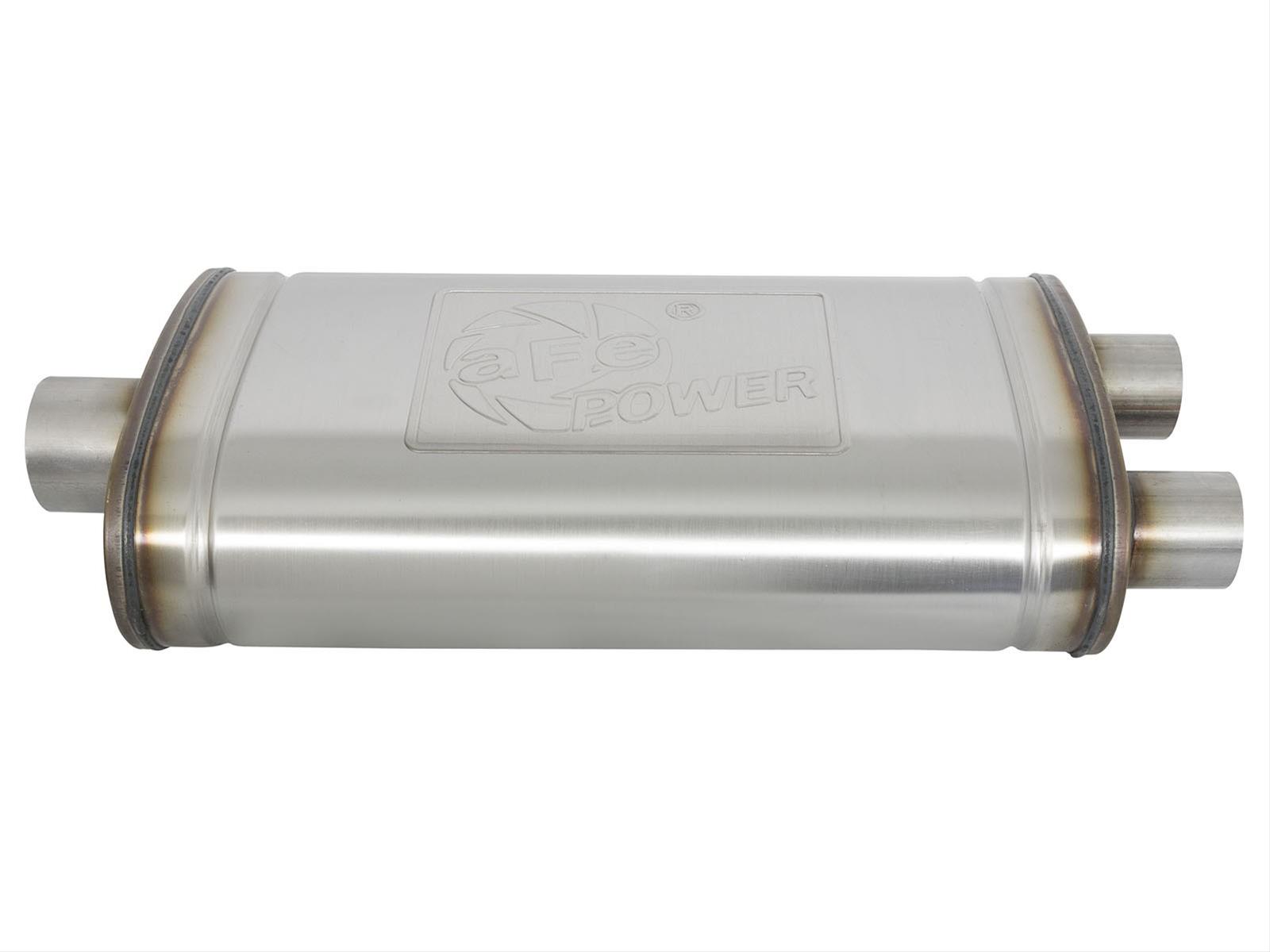 aFe MACH Force XP SS Muffler 3in Center Inlet / 2.5in Dual Outlets 22in L x 11in W x 6in H Body thumbnail 2