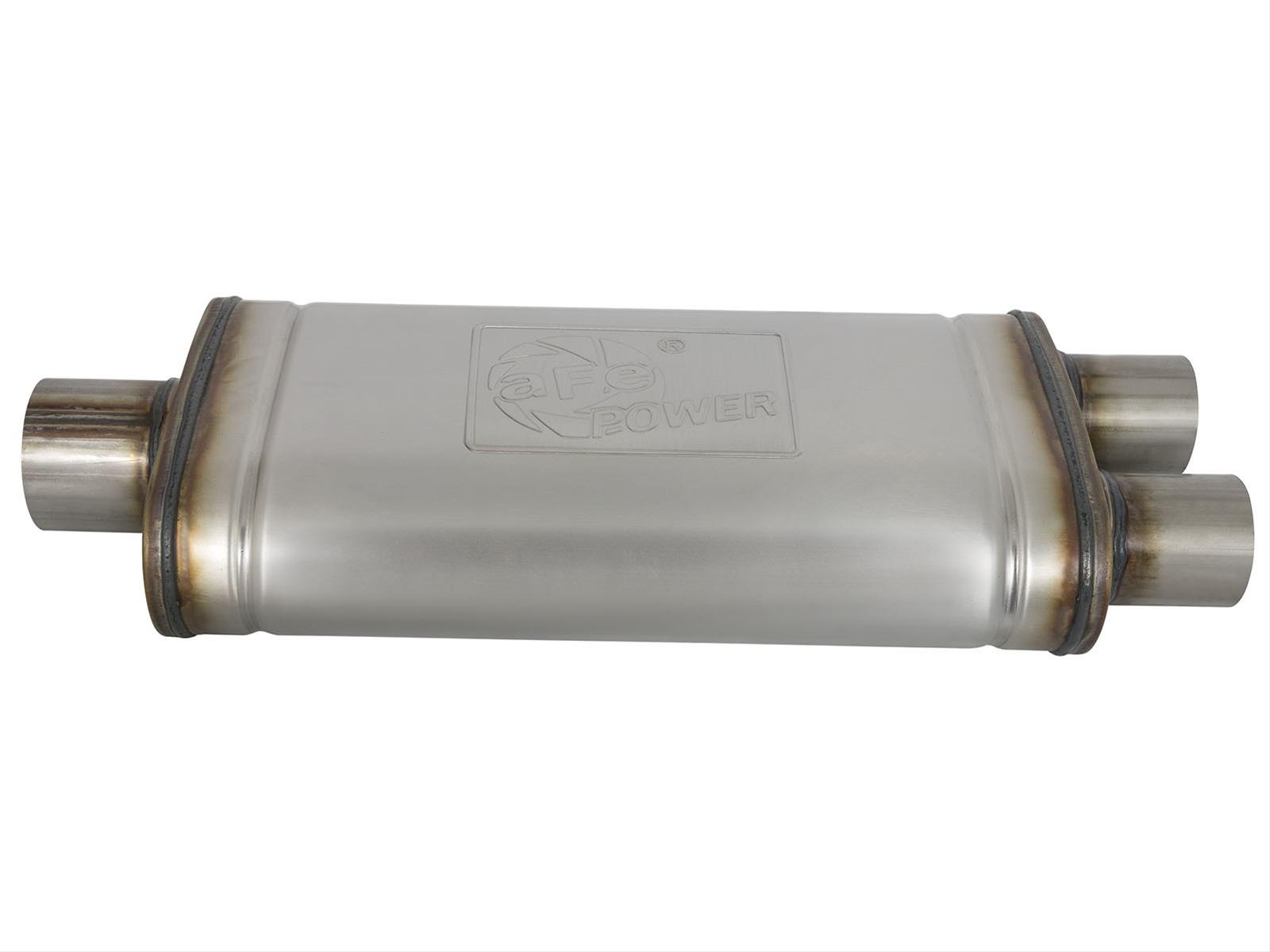aFe MACH Force XP SS Muffler 3in Center Inlet / 2.5in Dual Outlets 18in L x 9in W x4in H Body thumbnail 2