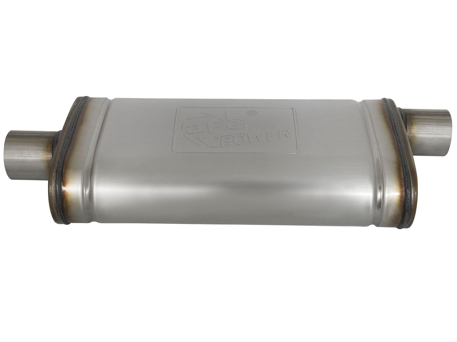 aFe MACH Force XP SS Muffler 2.5in Center Inlet / 2.5in Offset Outlet 18in L x 9in W x4in H Body