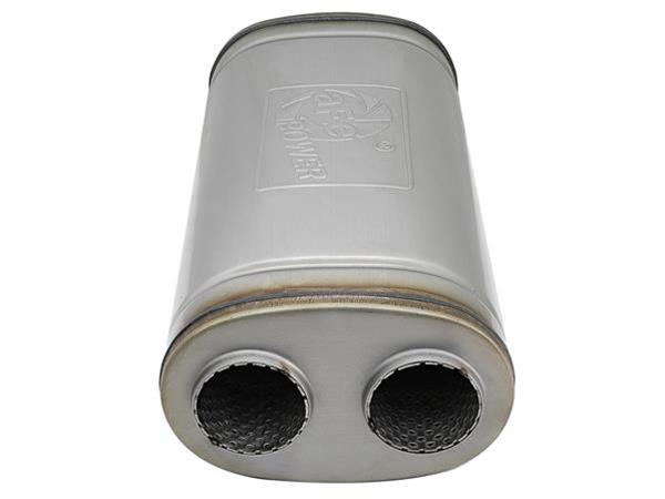 aFe Mach Force XP 409 Stainless Steel 2.5 Inch Muffler 49M00033 Mufflers, XP, Steel, Natural, Oval Case, Single 2.50 in. Inlet, Dual 2.50 in. Outlets, Each thumbnail 2