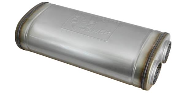 aFe Mach Force XP 409 Stainless Steel 2.5 Inch Muffler 49M00033 Mufflers, XP, Steel, Natural, Oval Case, Single 2.50 in. Inlet, Dual 2.50 in. Outlets, Each thumbnail 4