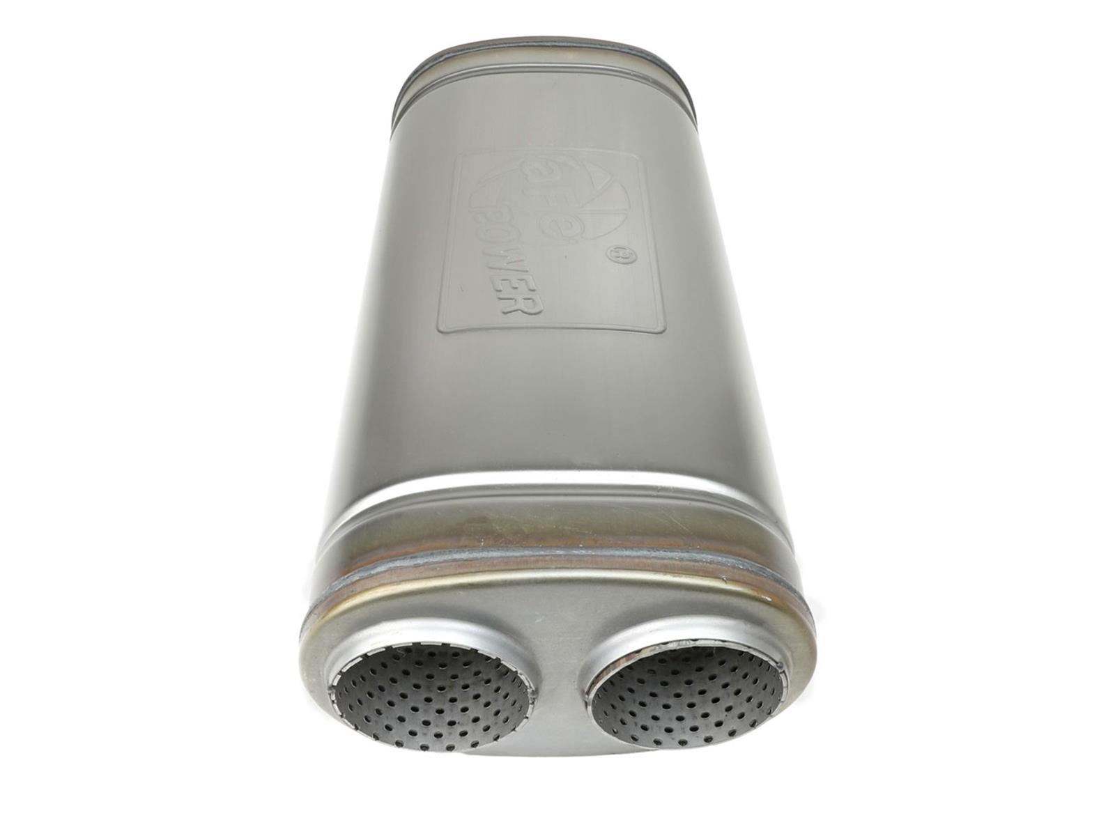 aFe MACH Force-Xp 409 SS Muffler 3in Dual Inlet/Dual Outlet 5in H x 8in W x 18in L - Oval Body thumbnail 3