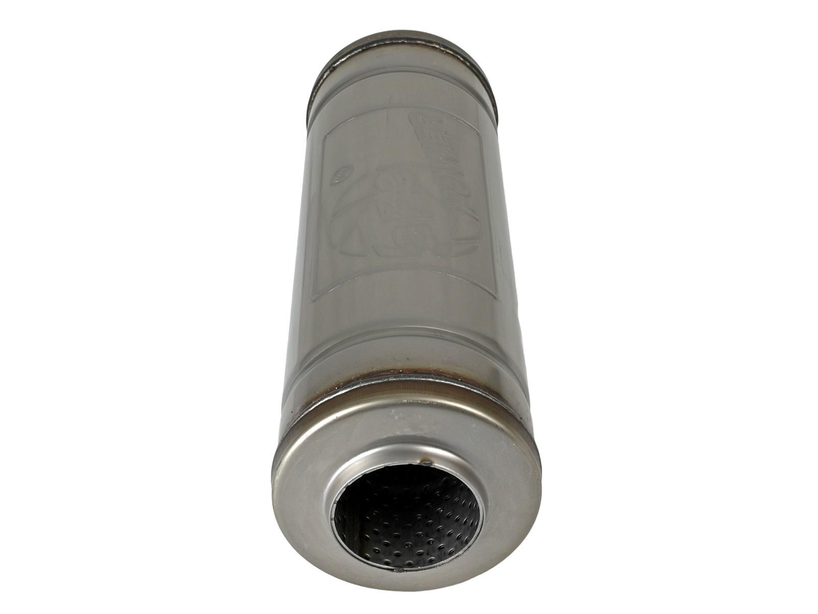 aFe Mach Force XP 304 Stainless Steel 2.5 Inch Muffler 49M30045 Muffler, MACH Force-Xp, Round, 14.00 in. Length, 5.00 in. Diameter, 2.50 in. Center Inlet/Outlet, Steel, Each thumbnail 3