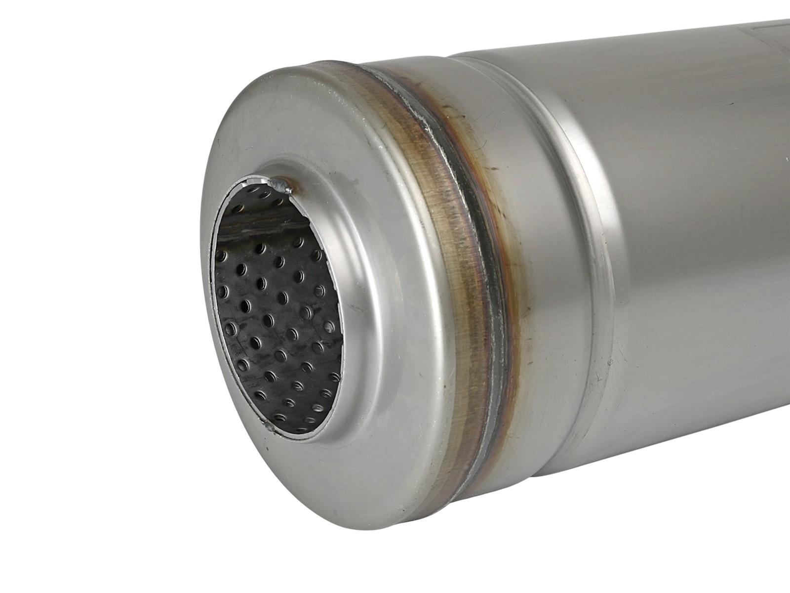 aFe Mach Force XP 304 Stainless Steel 2.5 Inch Muffler 49M30045 Muffler, MACH Force-Xp, Round, 14.00 in. Length, 5.00 in. Diameter, 2.50 in. Center Inlet/Outlet, Steel, Each thumbnail 2
